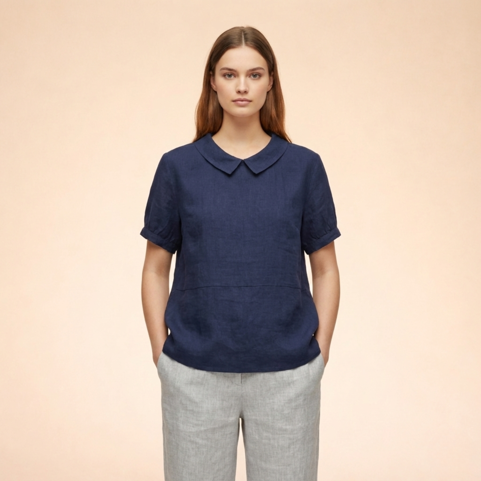 Karin | Kurzärmeliges Leinenoberteil