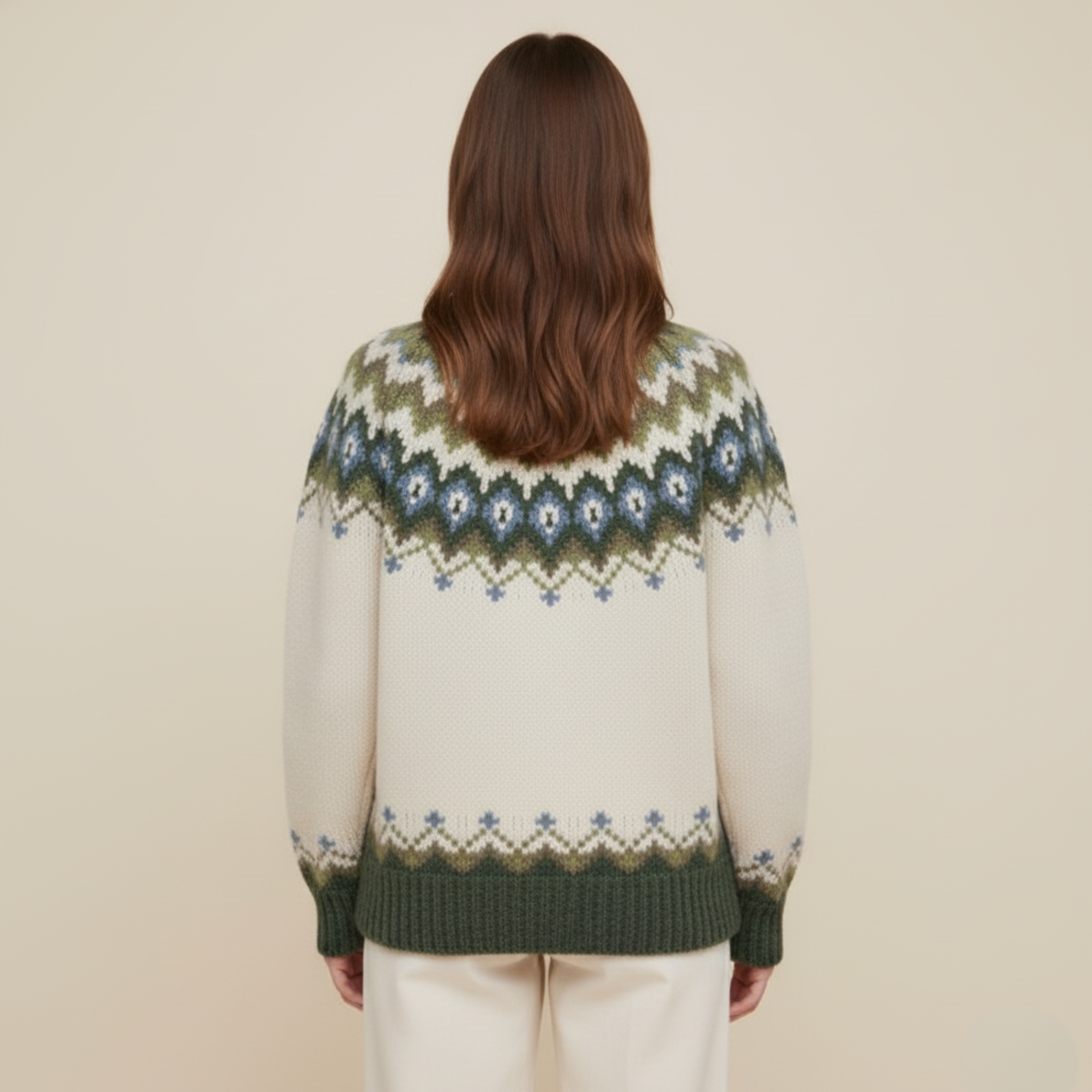 Emilia | Nordischem Muster Wollpullover
