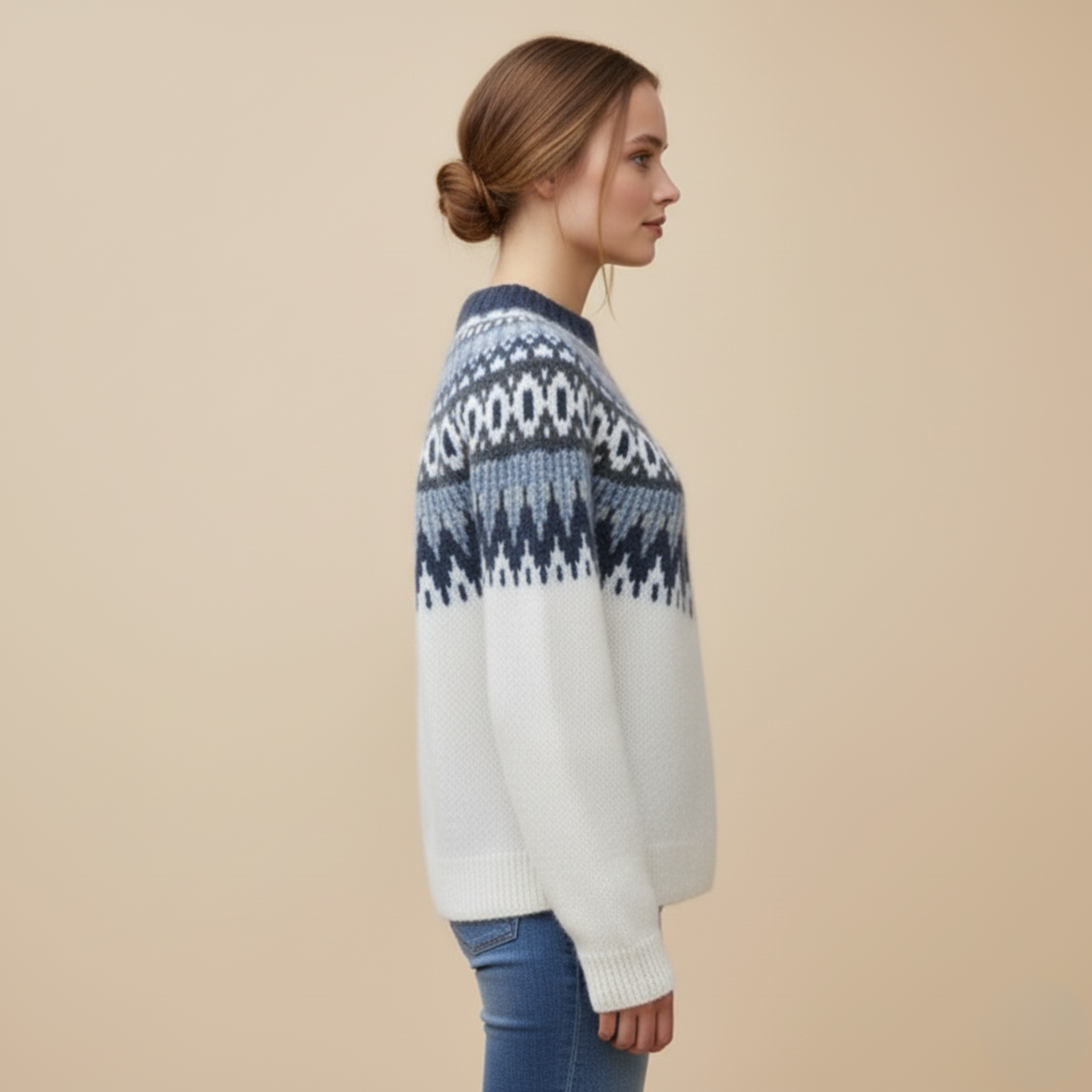 Emilia | Nordischem Muster Wollpullover