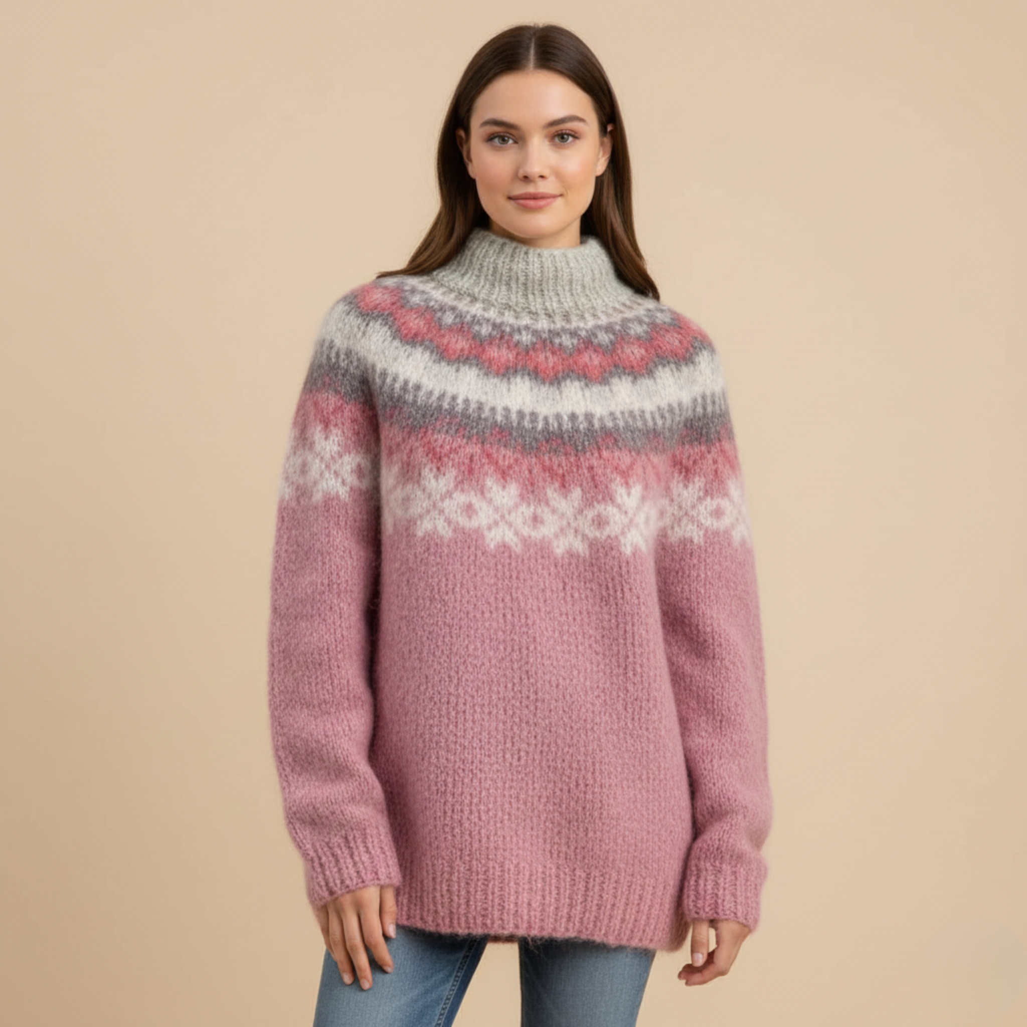 Emilia | Nordischem Muster Wollpullover