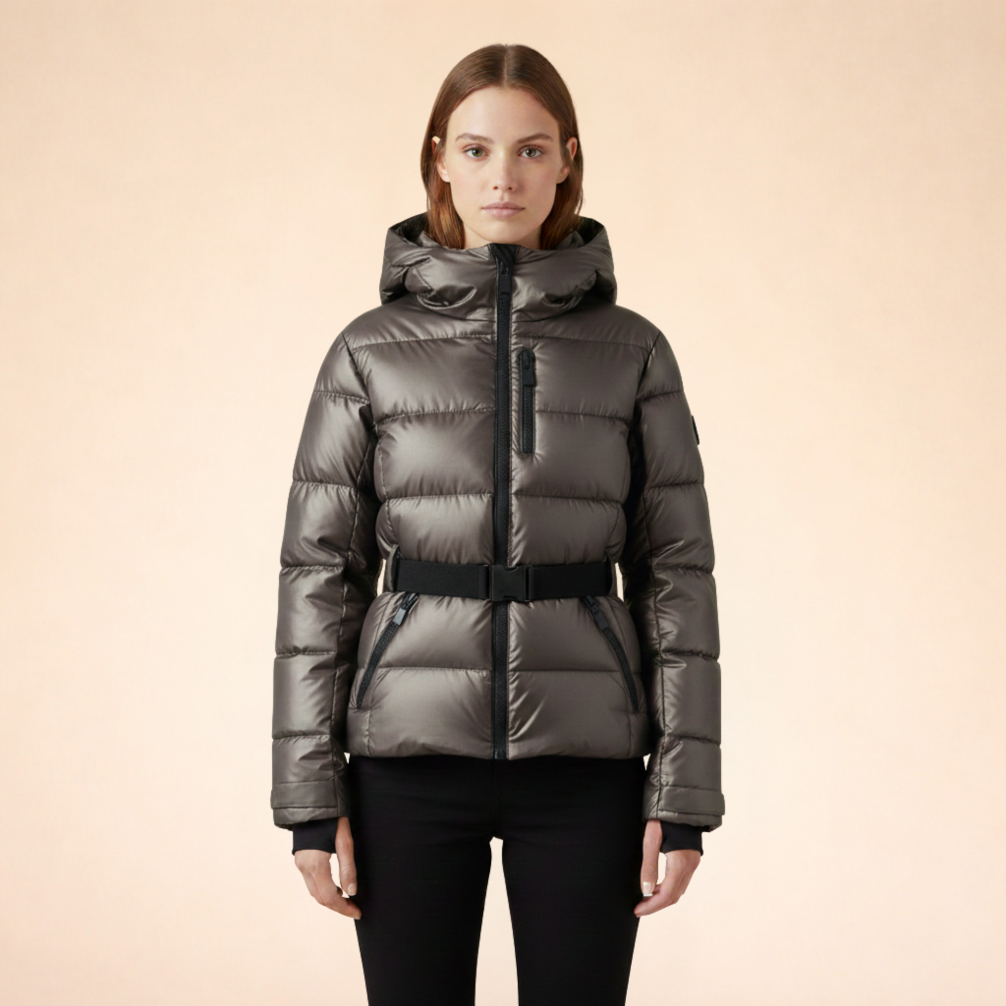 Julia | Modische Skijacke mit Taillengürtel