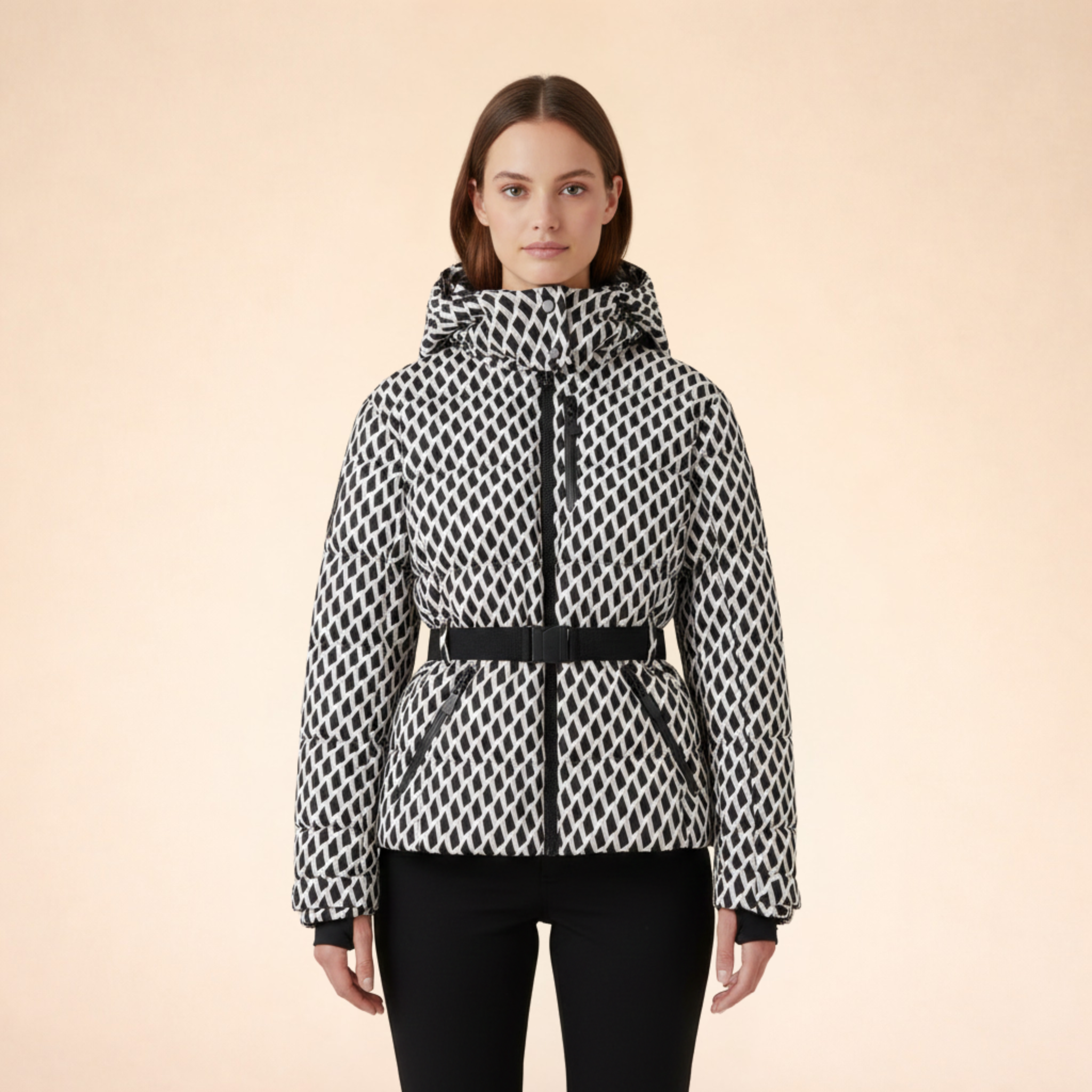 Julia | Modische Skijacke mit Taillengürtel