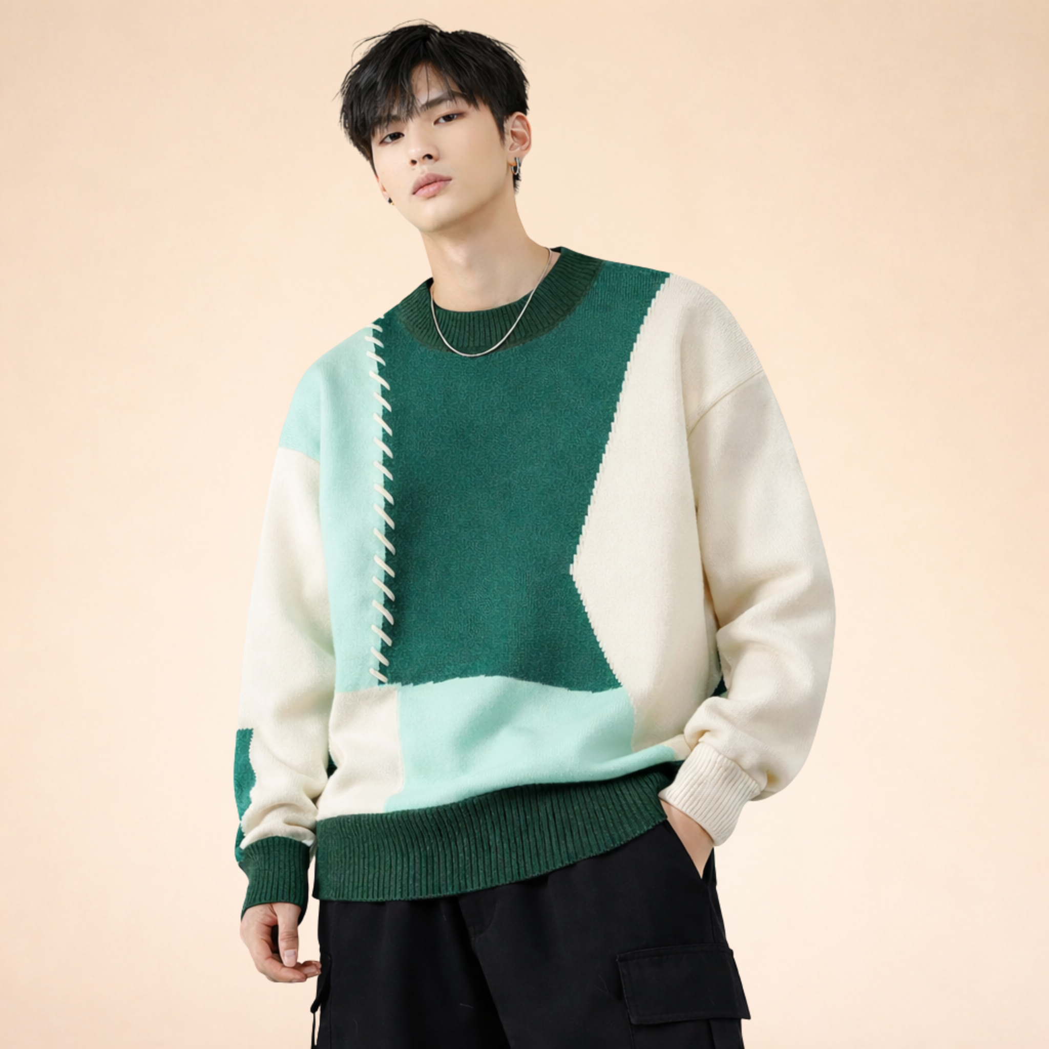 Ralph | Eleganter Patchwork Strickpullover