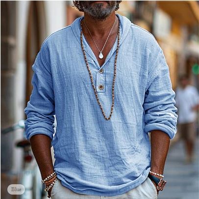 Variant image for Benno Herren Leinenhemd – 70% Baumwolle, Langarm, Lässig-17