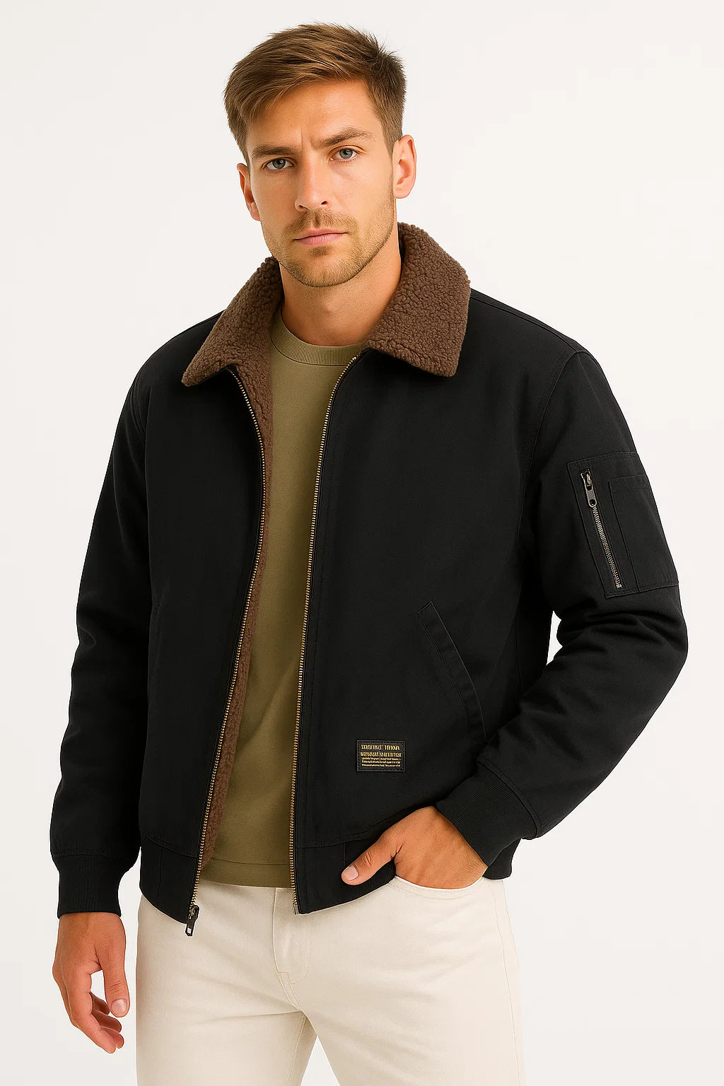 Maximilian | Stilvolle Sherpa-Futter Bomberjacke