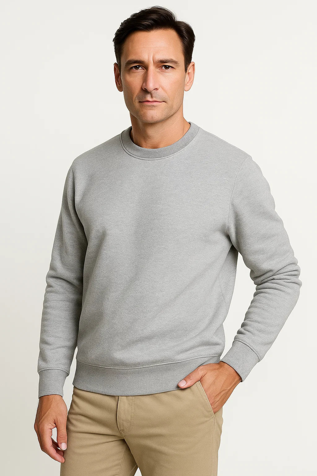 Mens Sweater Thick Velvet Round Neck Casual Winter 4