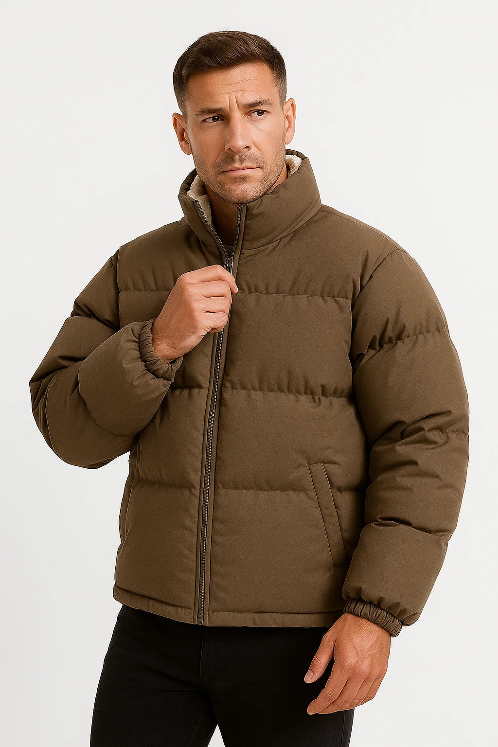 Mens Puffer Jacket Polyester Insulated Casual Winter Wear 4