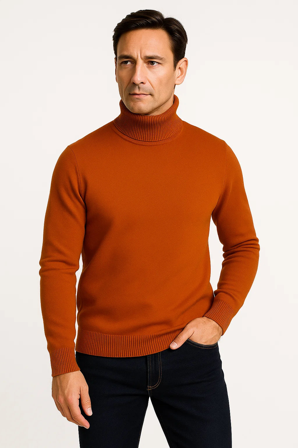 Mens Turtleneck Sweater in Grey Cotton – Comfortable Roll Neck Knitwear for Timeless Style 6