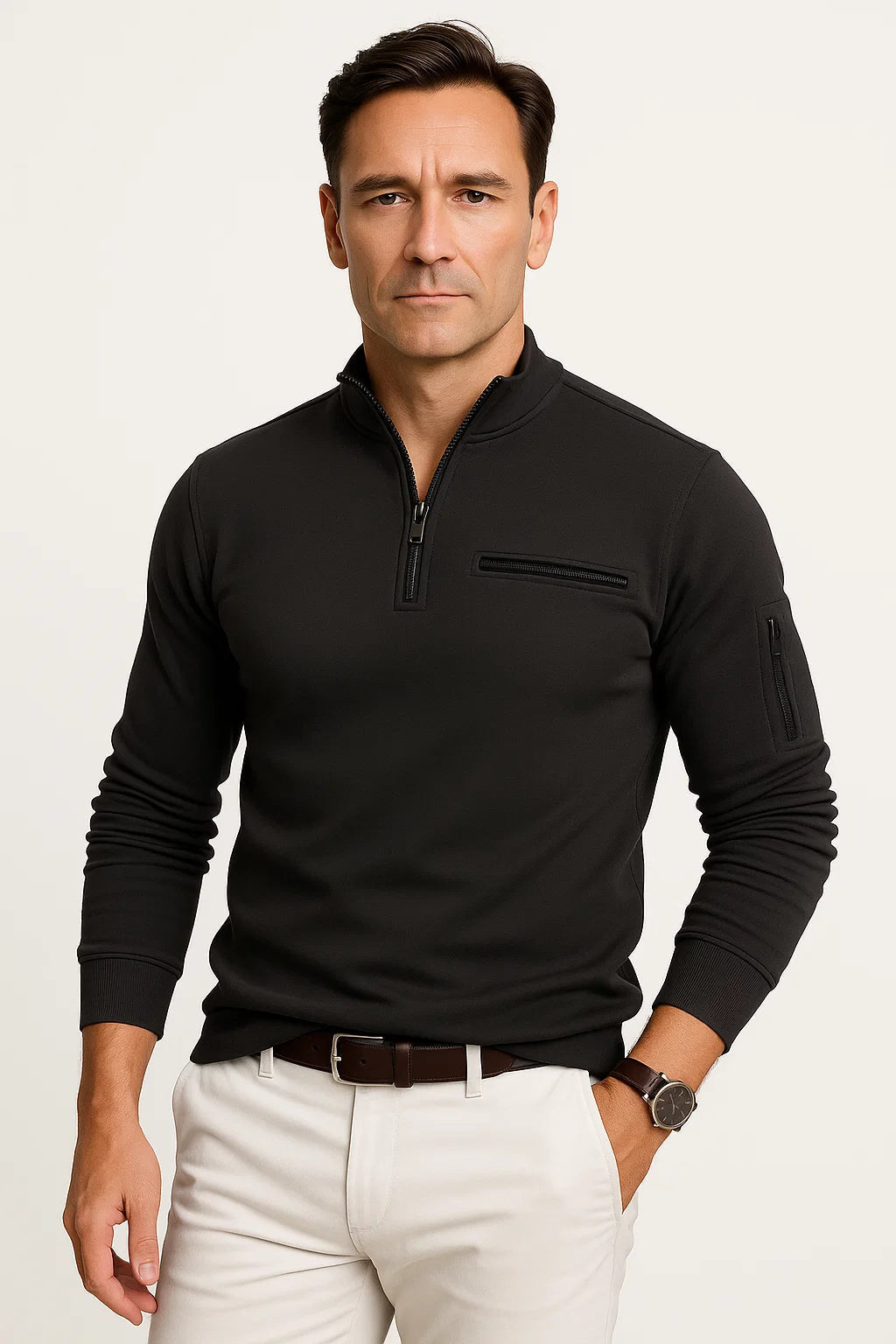 Mens Quarter-Zip Sweater Premium Material Elegant Design 4