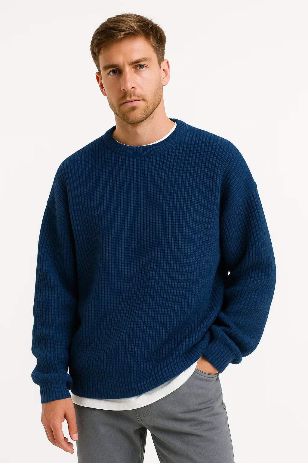 Mens Sweater Acrylic Oversized Pullover Ribbed Design 6