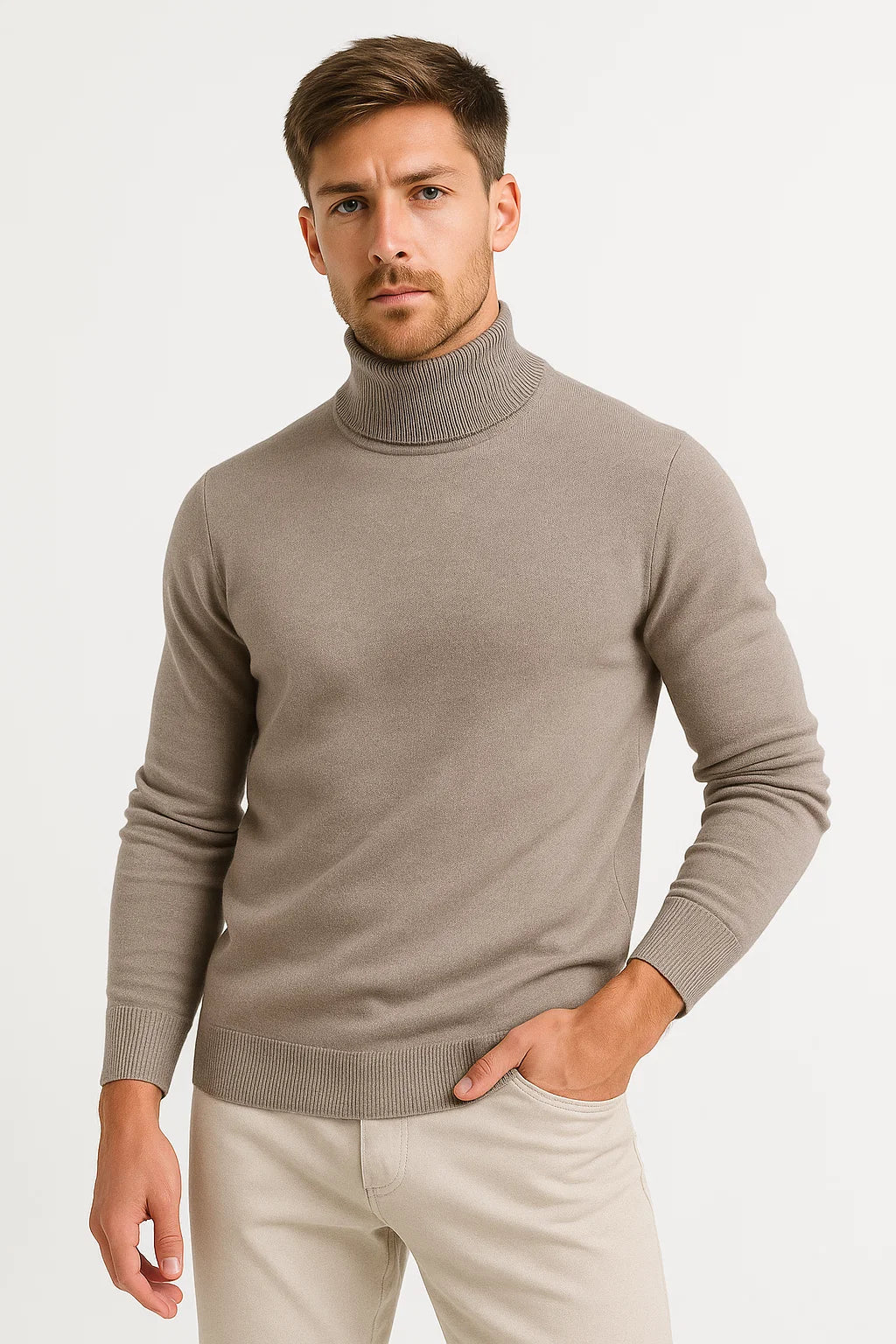 Mens Turtleneck Sweater in Virgin Wool - Classic Design, Comfortable Fit for Casual and Formal Wear 5
