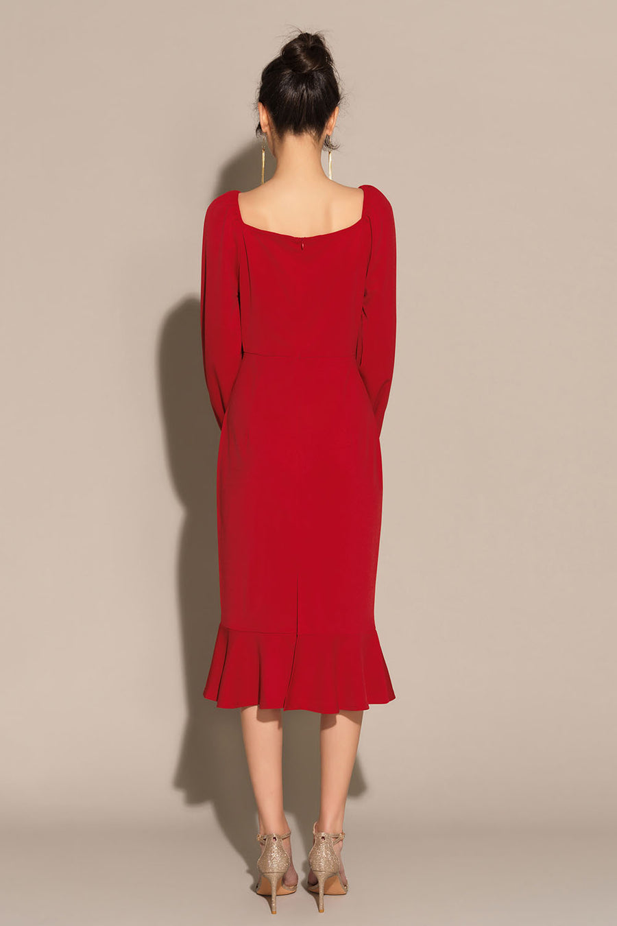 Irma | Stilvolles langen Ärmeln Midikleid