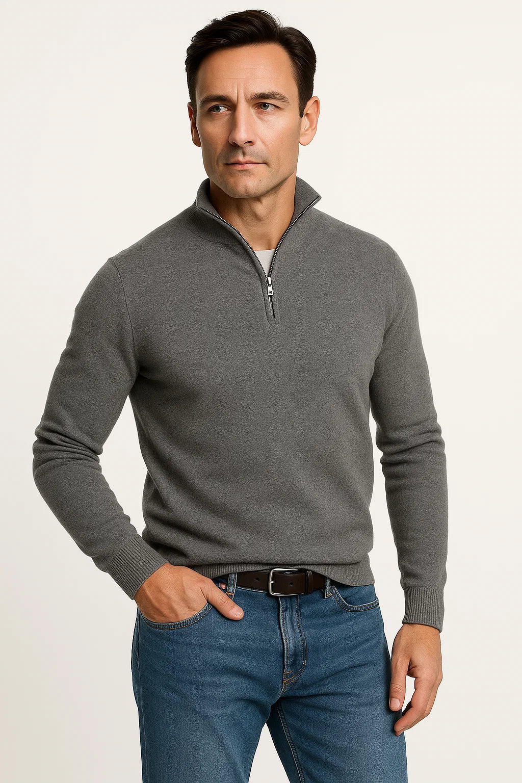 Mens Half Zip Sweater Soft Knit Casual Comfort Design 6