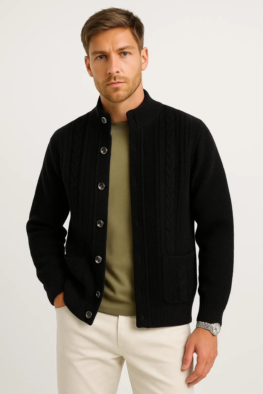 Andreas | Stilvoller Jacquard-Strickjacke