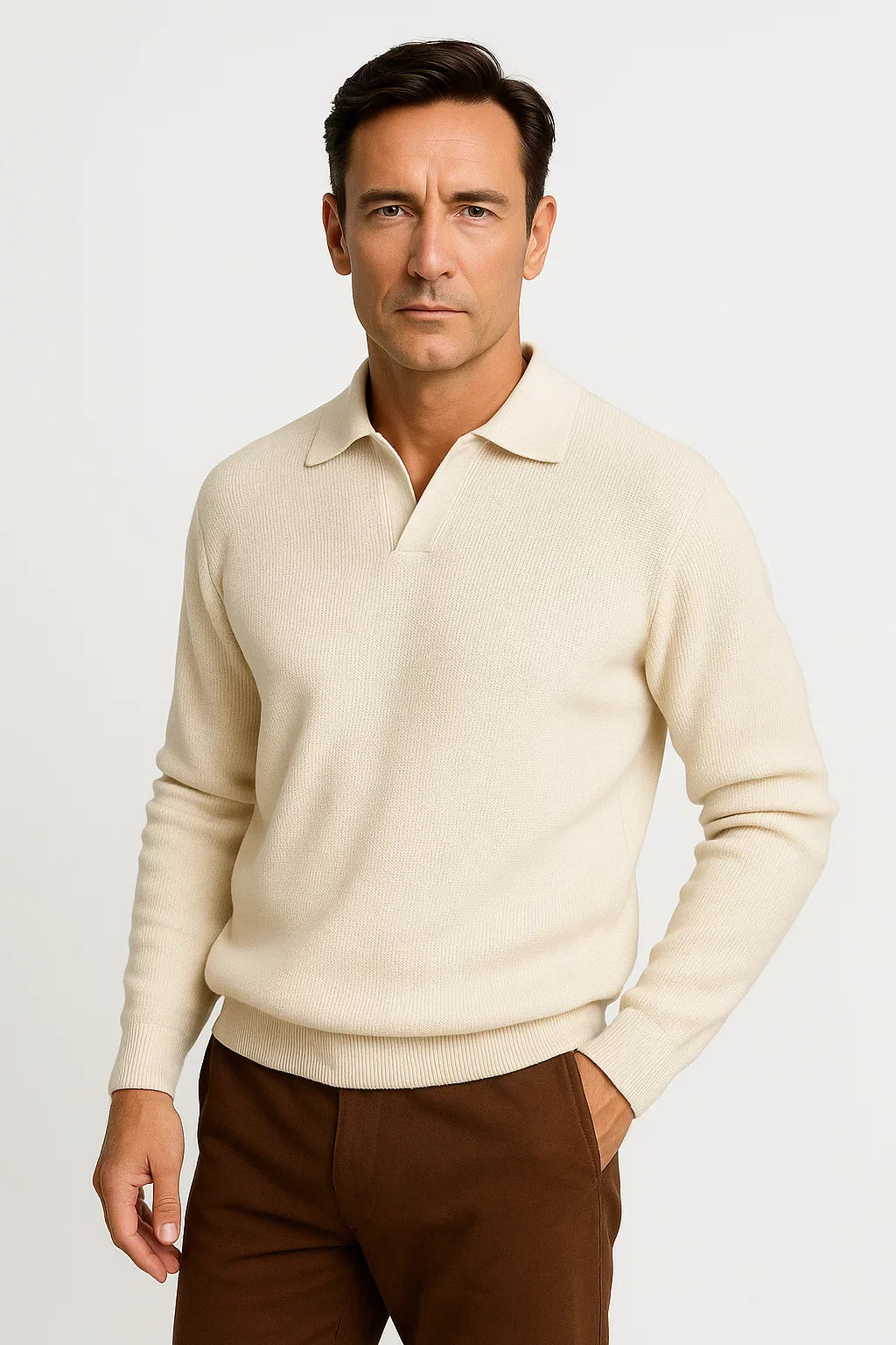 Klaus | Langärmeliger Polo-Pullover