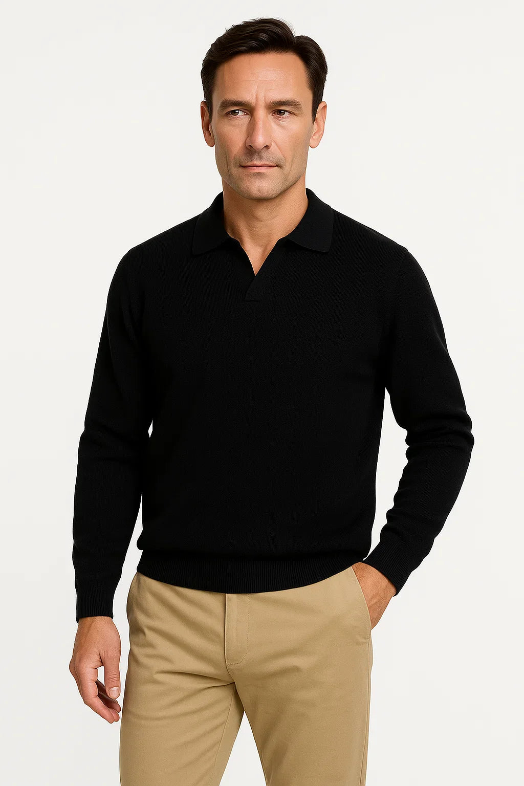 Klaus | Langärmeliger Polo-Pullover