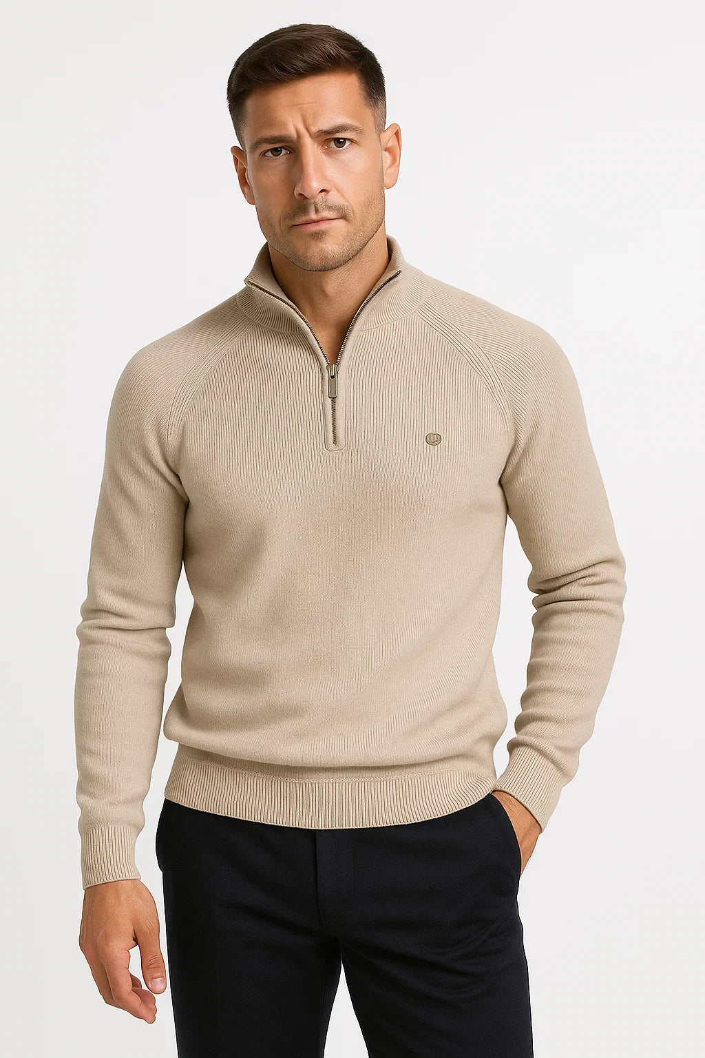 Pankraz | Bequemer Pullover mit Viertelreißverschluss