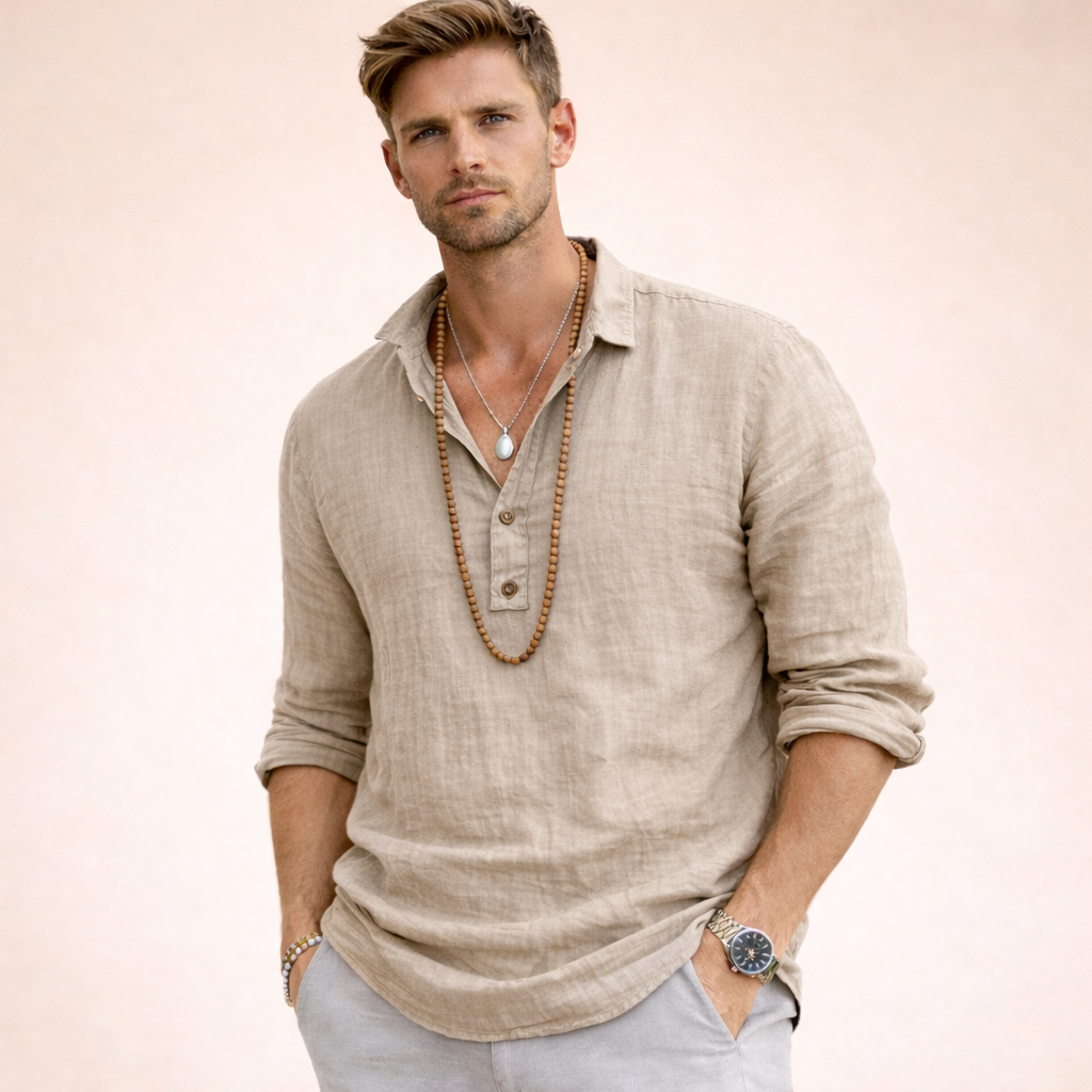 Arvado | Lässiges Herren-Leinenhemd mit Langarm