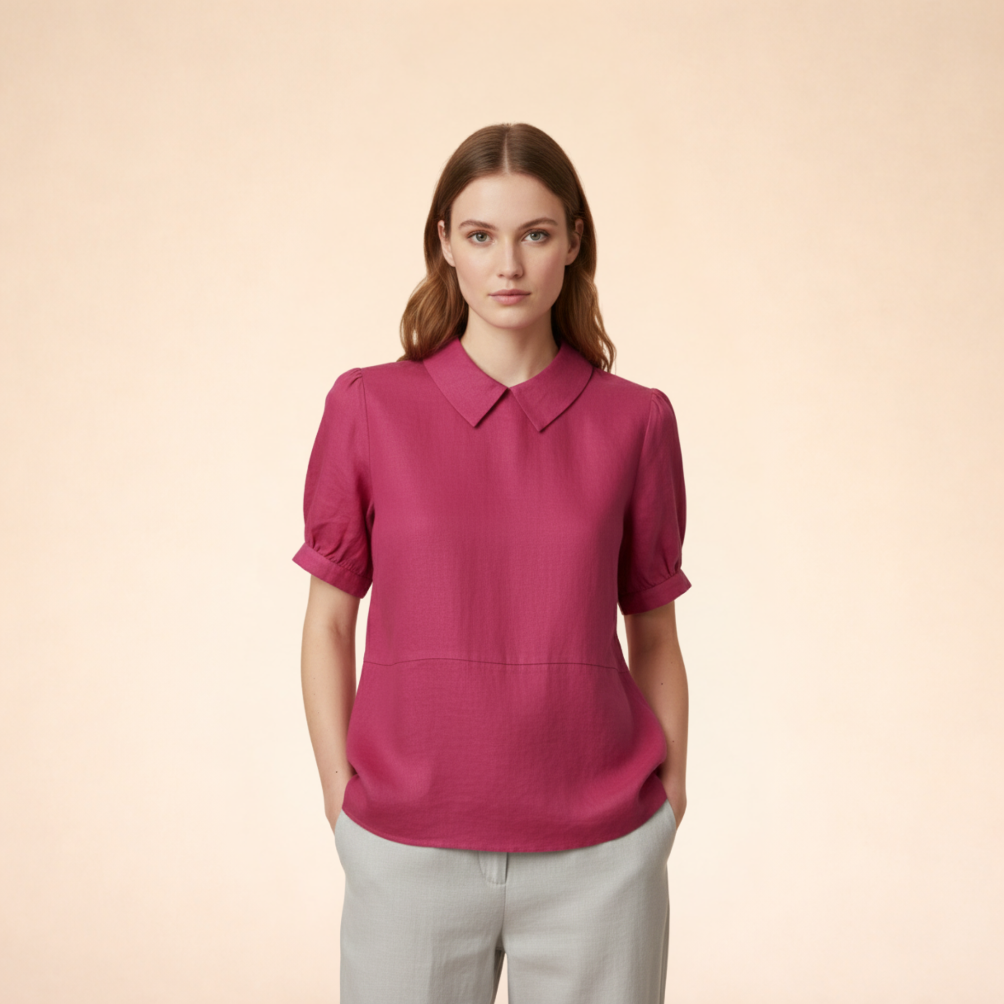 Karin | Kurzärmeliges Leinenoberteil