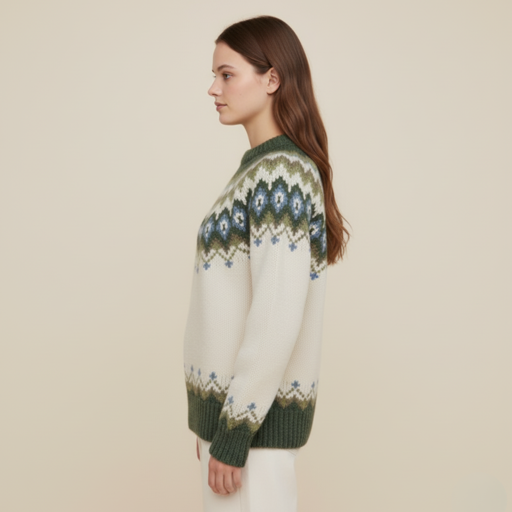 Emilia | Nordischem Muster Wollpullover