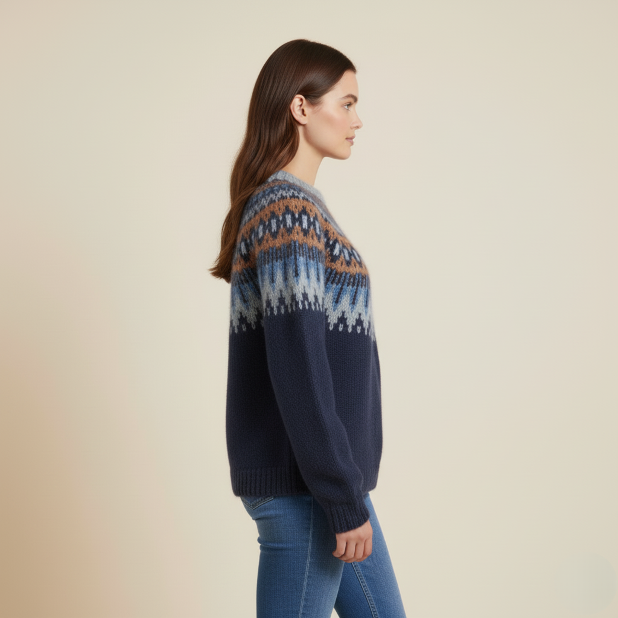 Emilia | Nordischem Muster Wollpullover