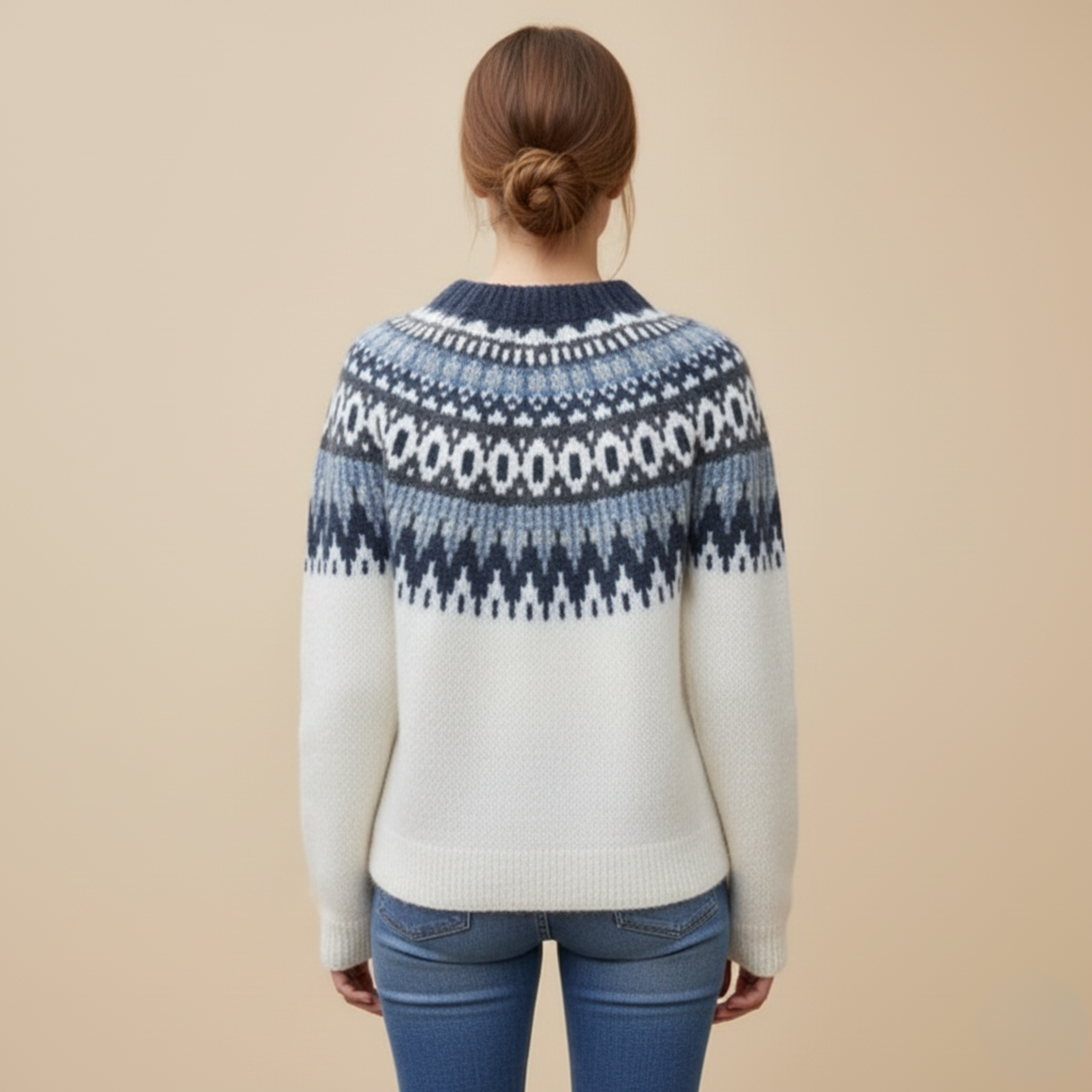 Emilia | Nordischem Muster Wollpullover