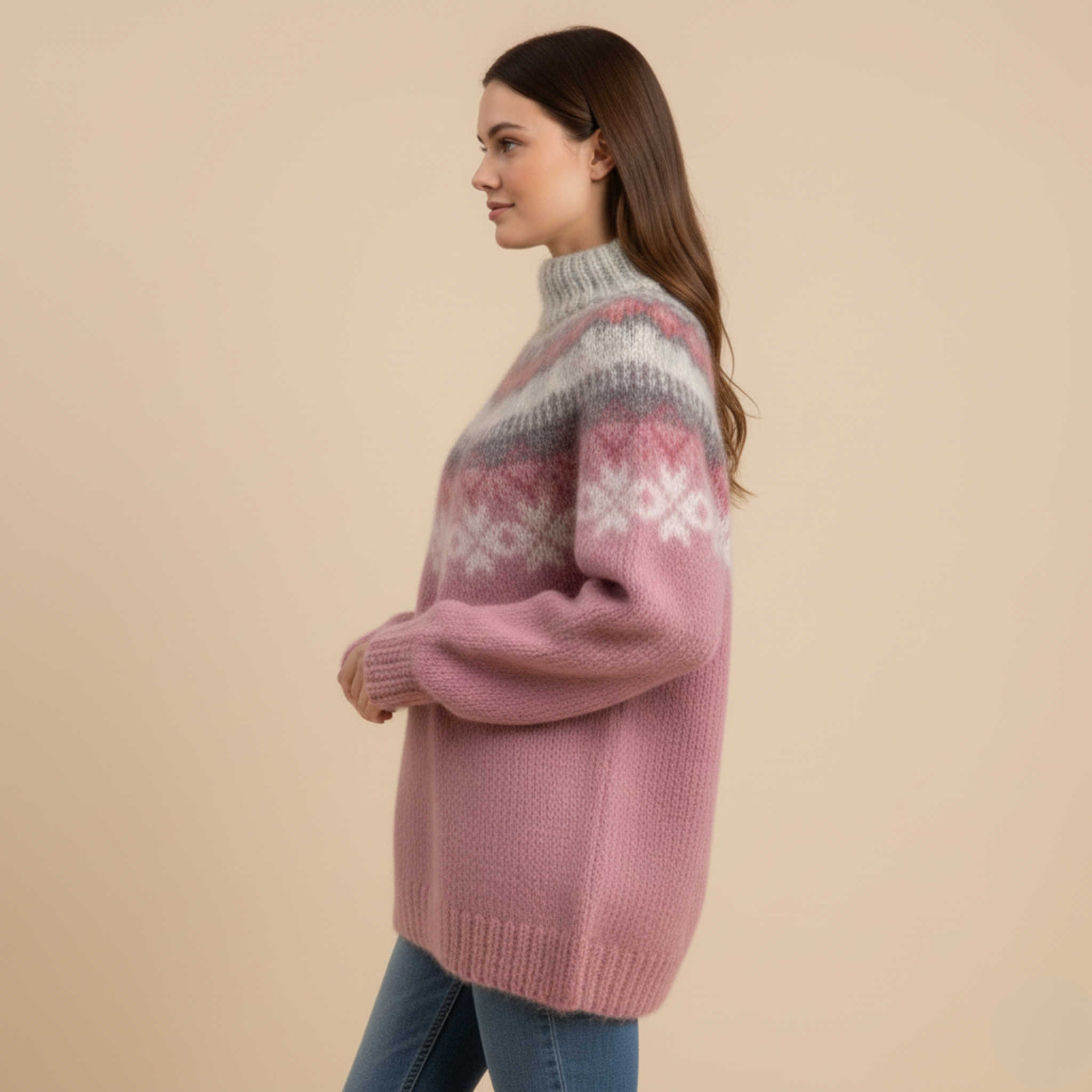 Emilia | Nordischem Muster Wollpullover