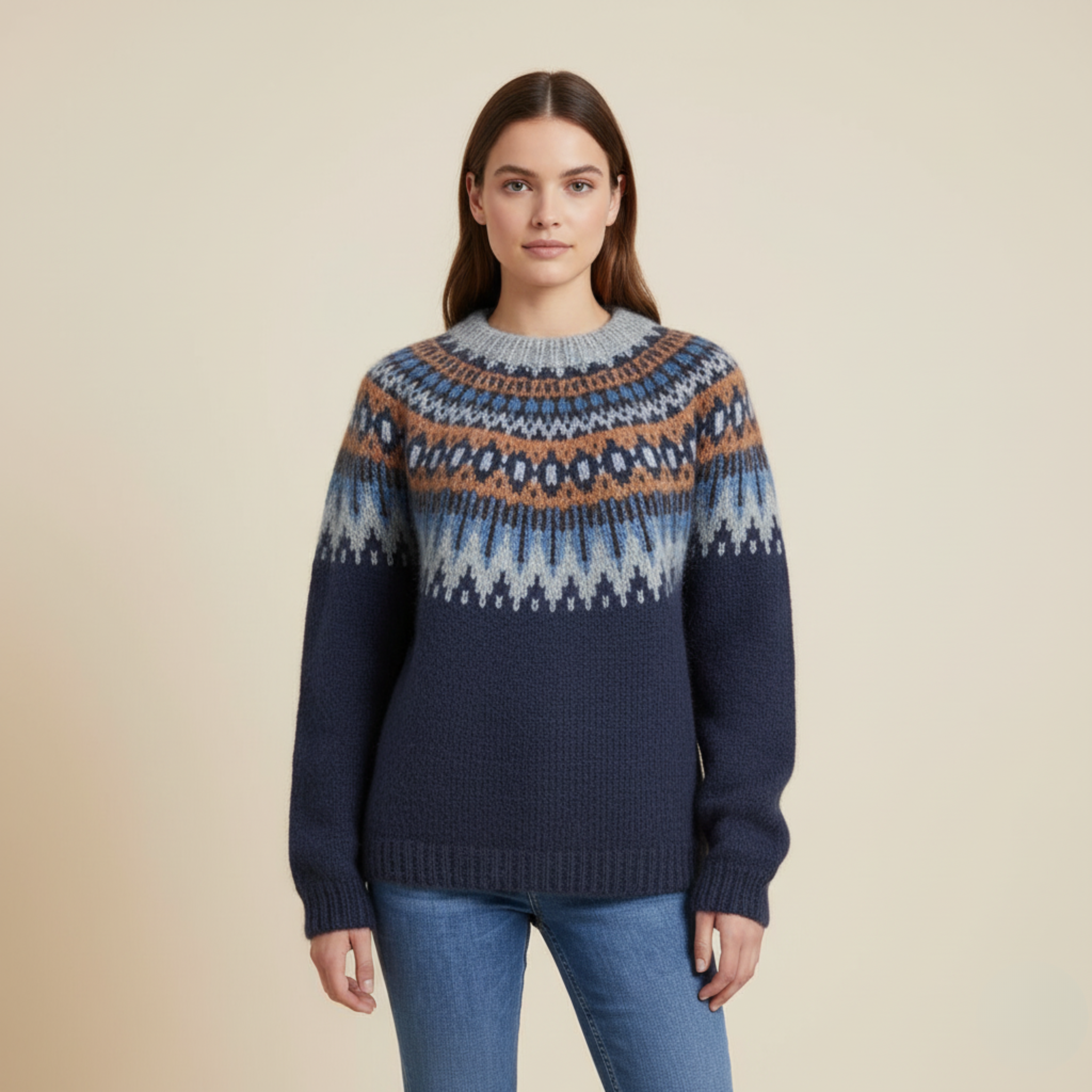 Emilia | Nordischem Muster Wollpullover