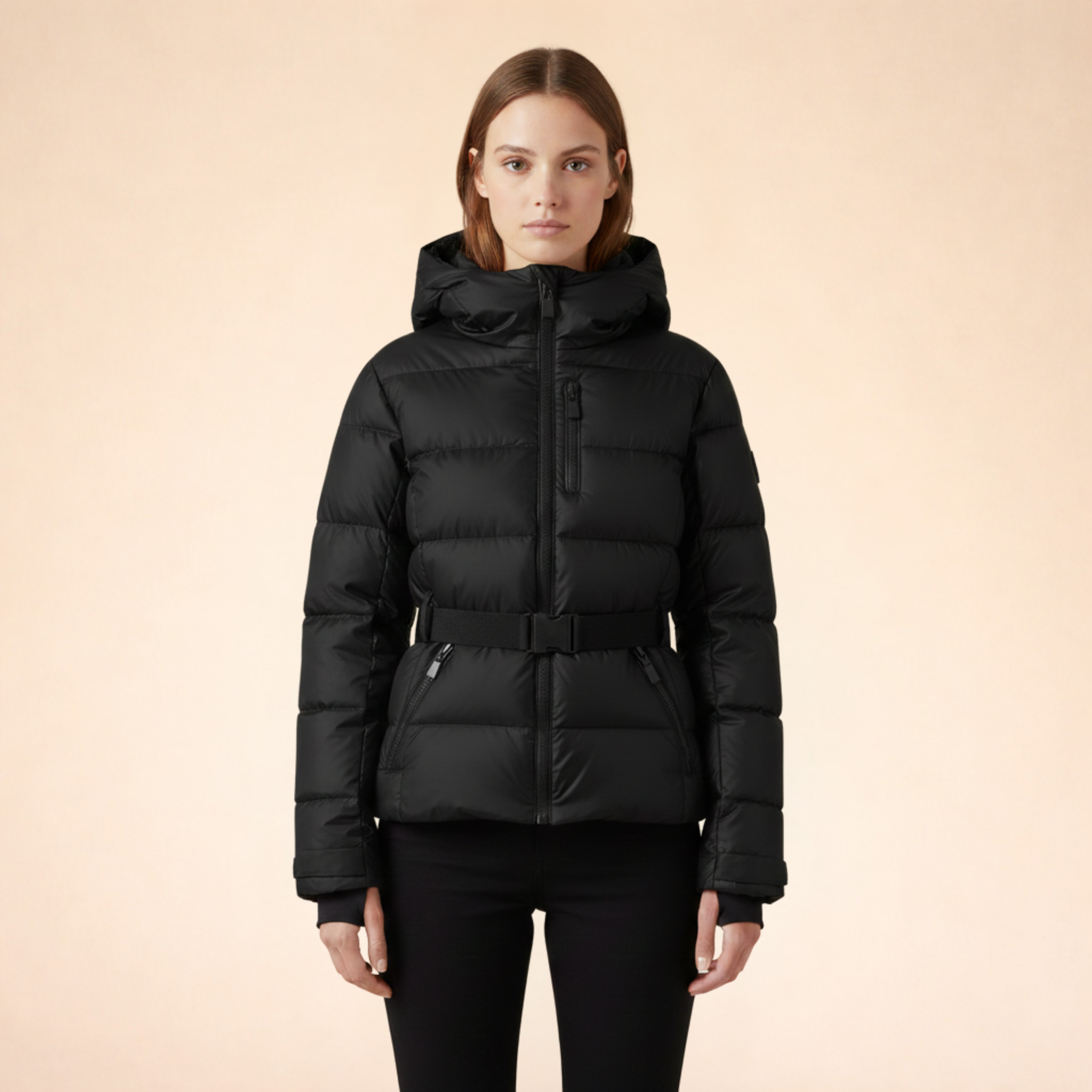 Julia | Modische Skijacke mit Taillengürtel