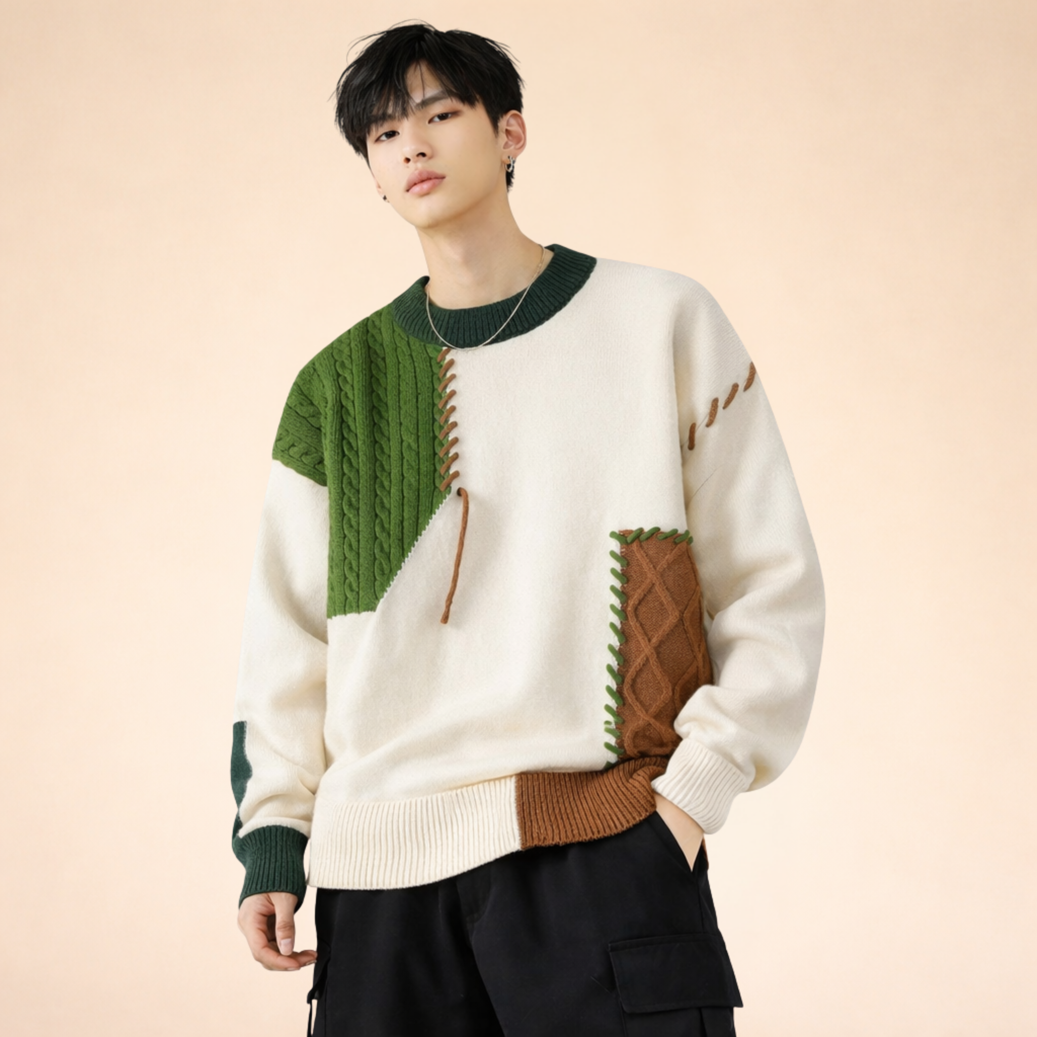 Ralph | Eleganter Patchwork Strickpullover