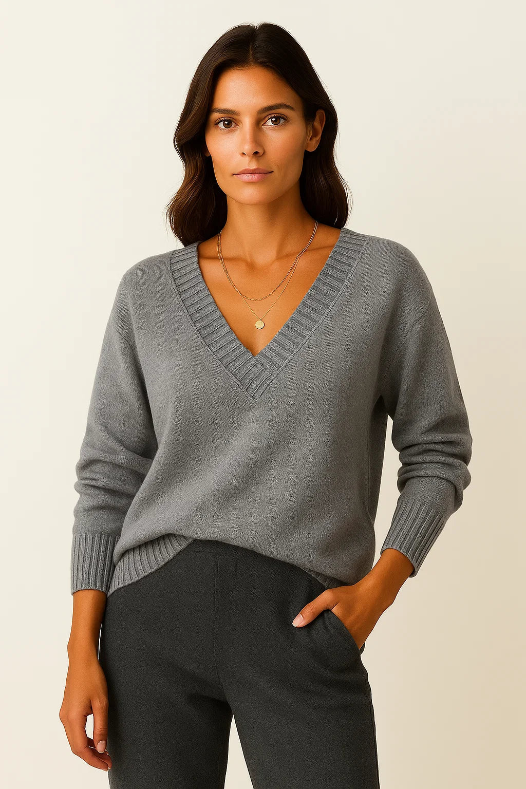 Marina | Eleganter Pullover mit V Ausschnitt
