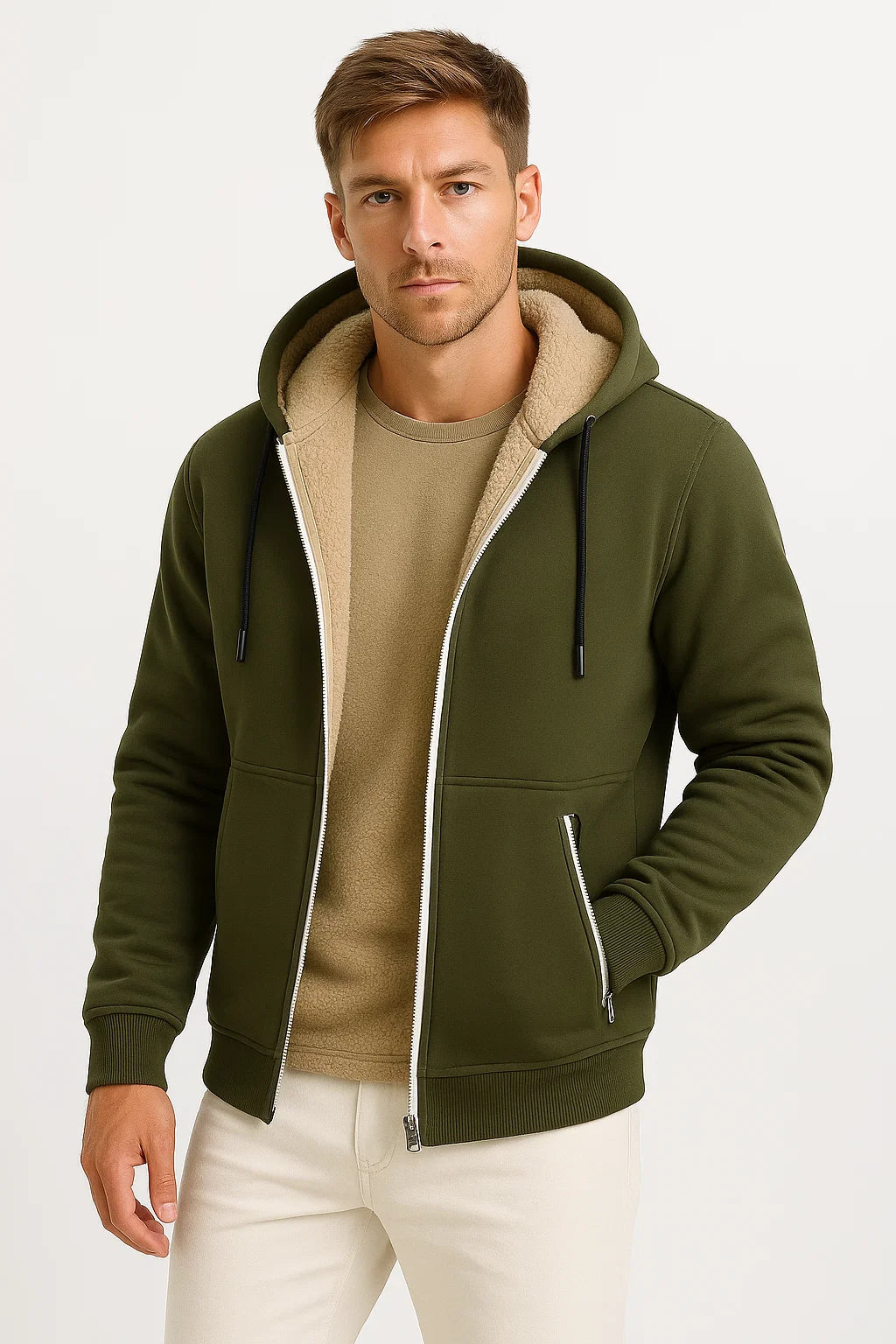 Mens Classic Coat Polyester Dark Green for Fall and Winter 6