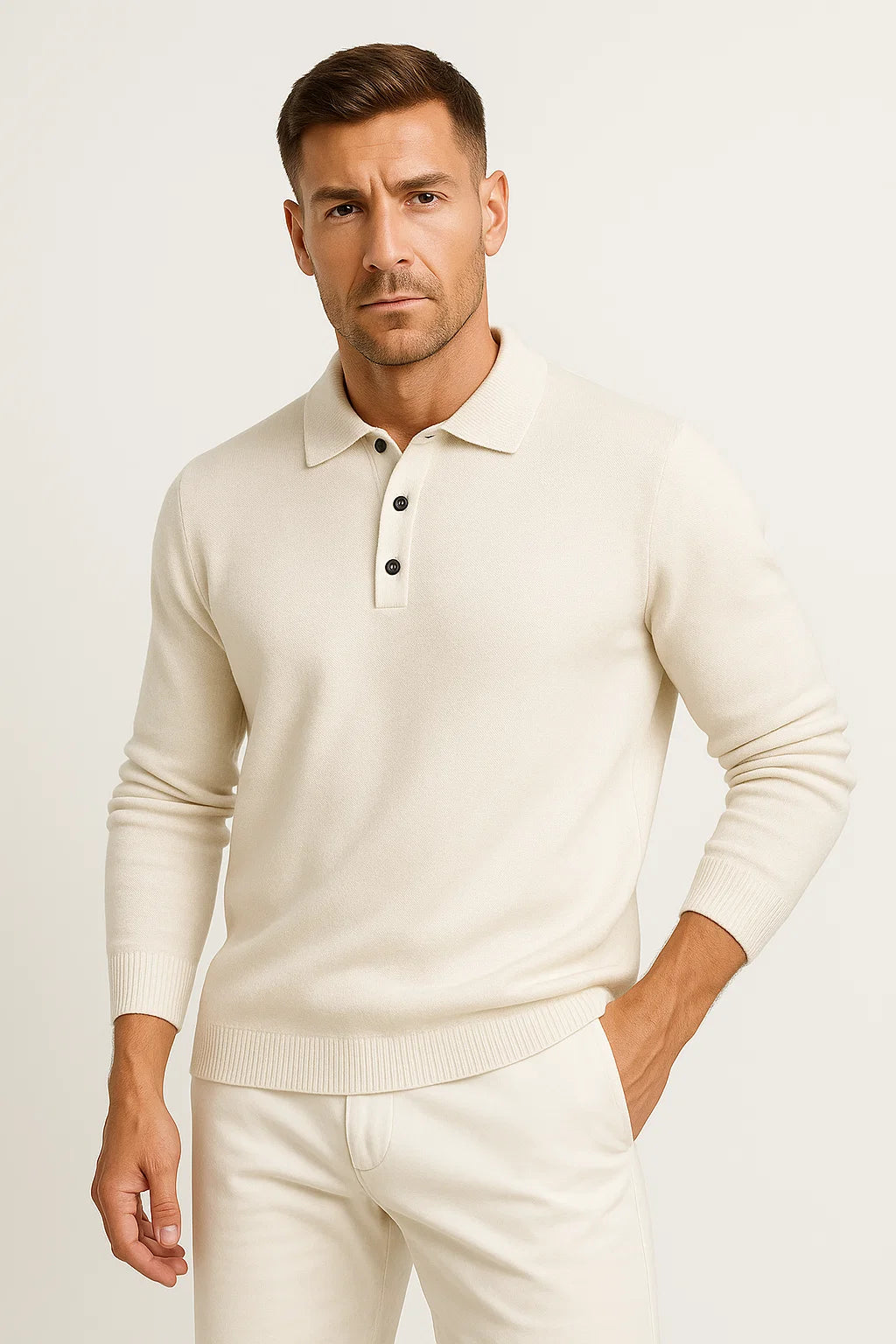 Alwin | Langärmeliger Polo-Pullover