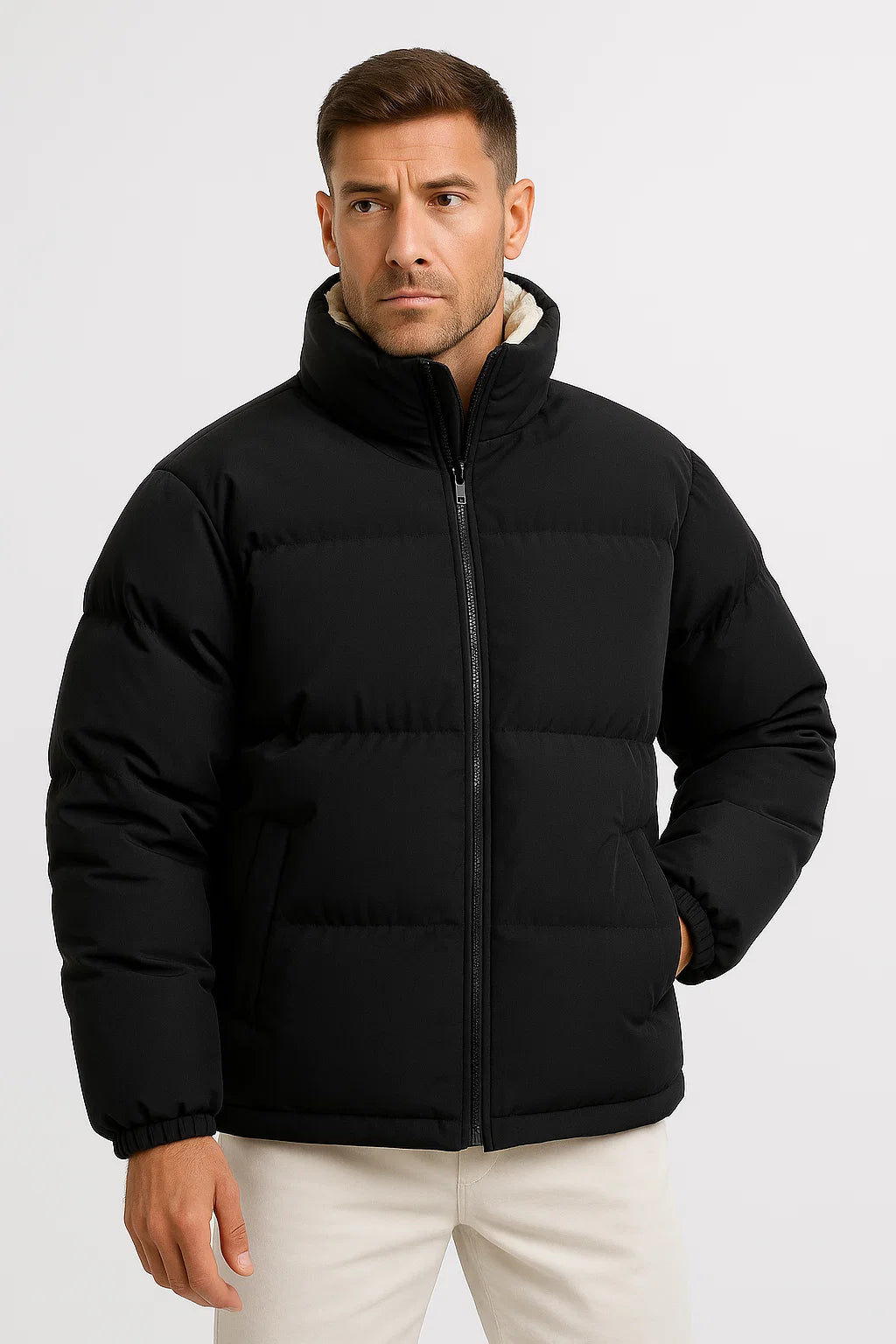 Mens Puffer Jacket Polyester Insulated Casual Winter Wear 6