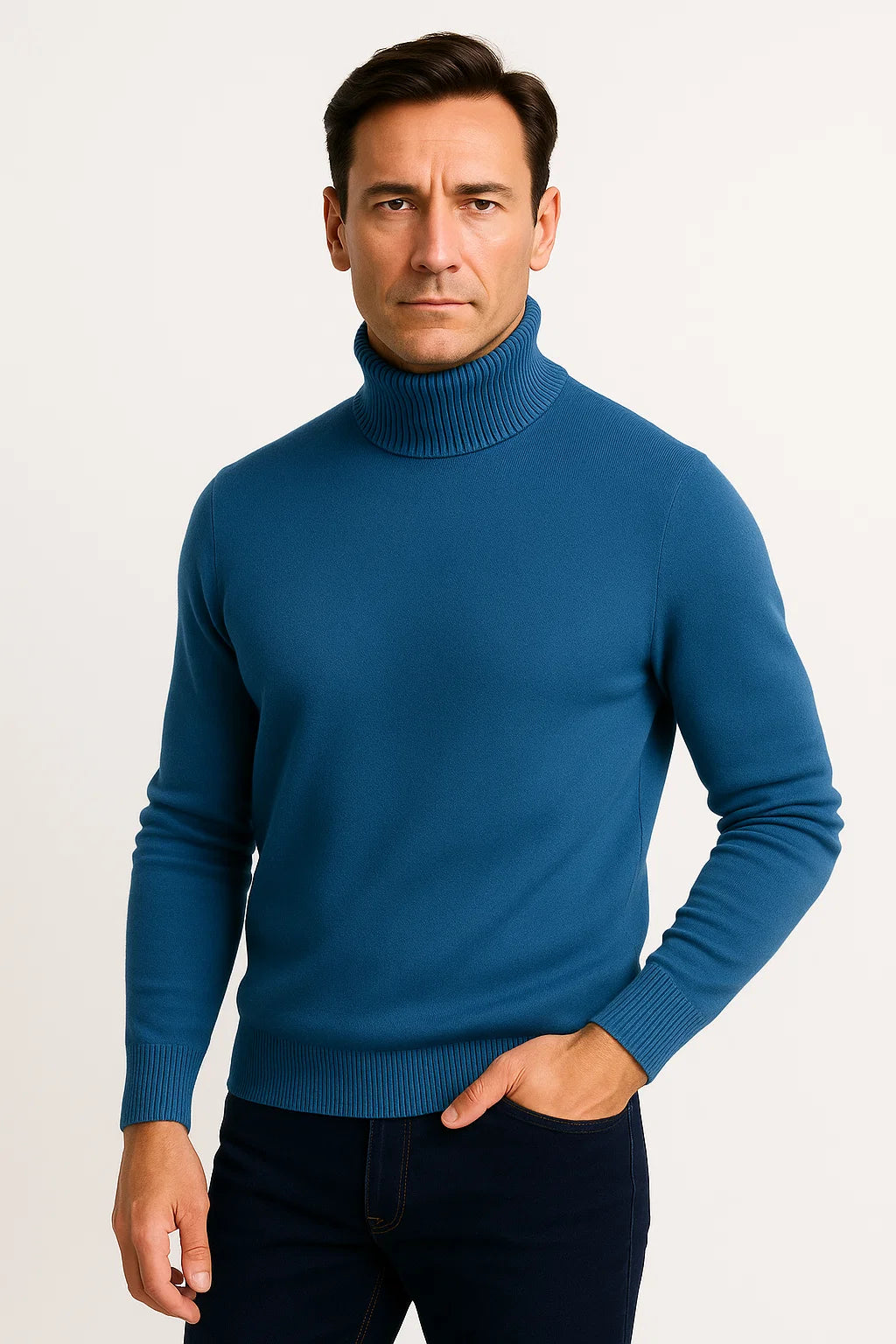 Mens Turtleneck Sweater in Grey Cotton – Comfortable Roll Neck Knitwear for Timeless Style 8