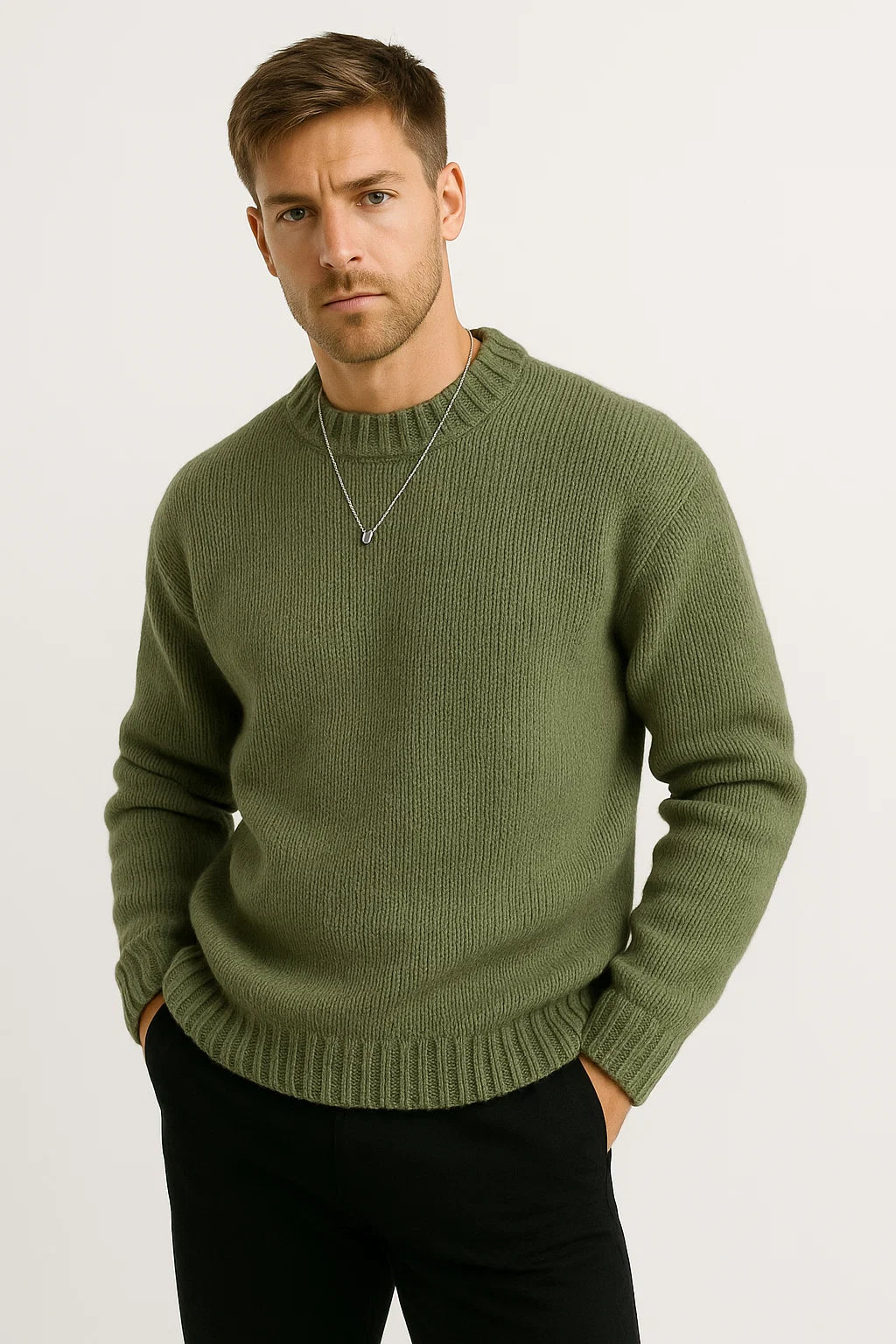 Mens Sweater Acrylic Casual Long Sleeve Round Neck 5