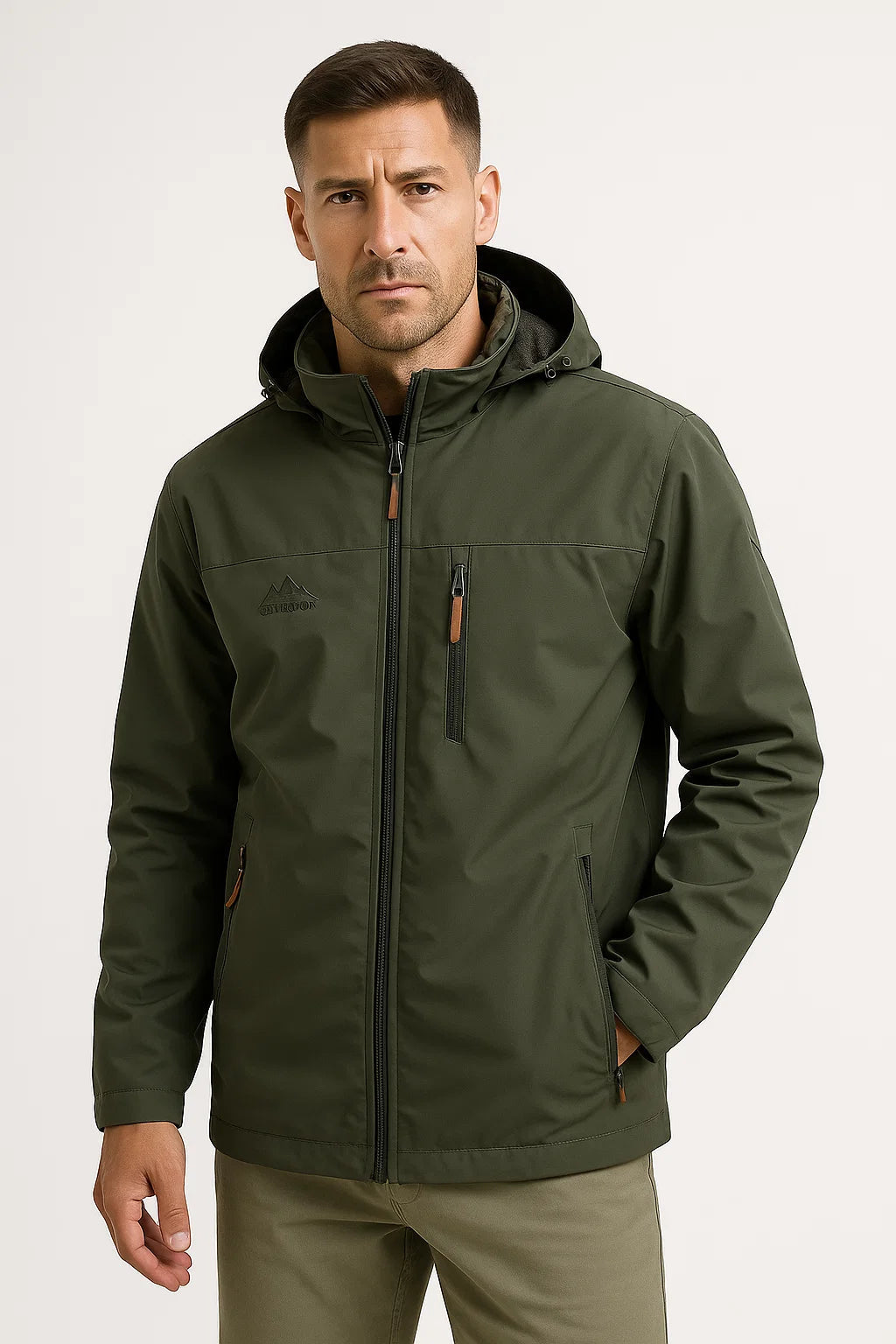 Mens Puffer Jacket Insulated Water-Resistant Nylon-Polyester with Hood 5