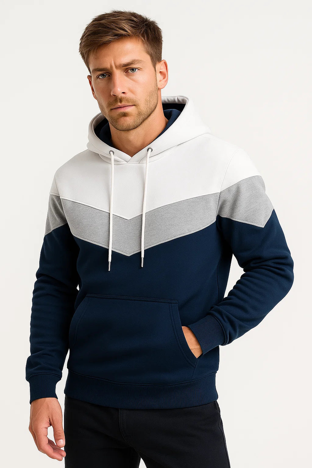 Frank | Modischer mehrfarbiger Kapuzenpullover