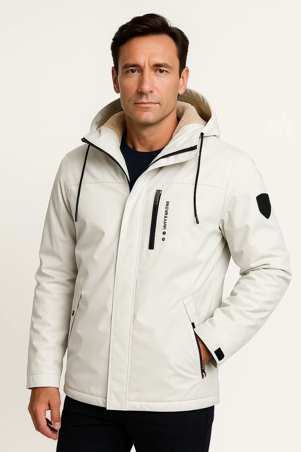 Mens Fleece Jacket Durable Material Dark Blue Sporty Design 7