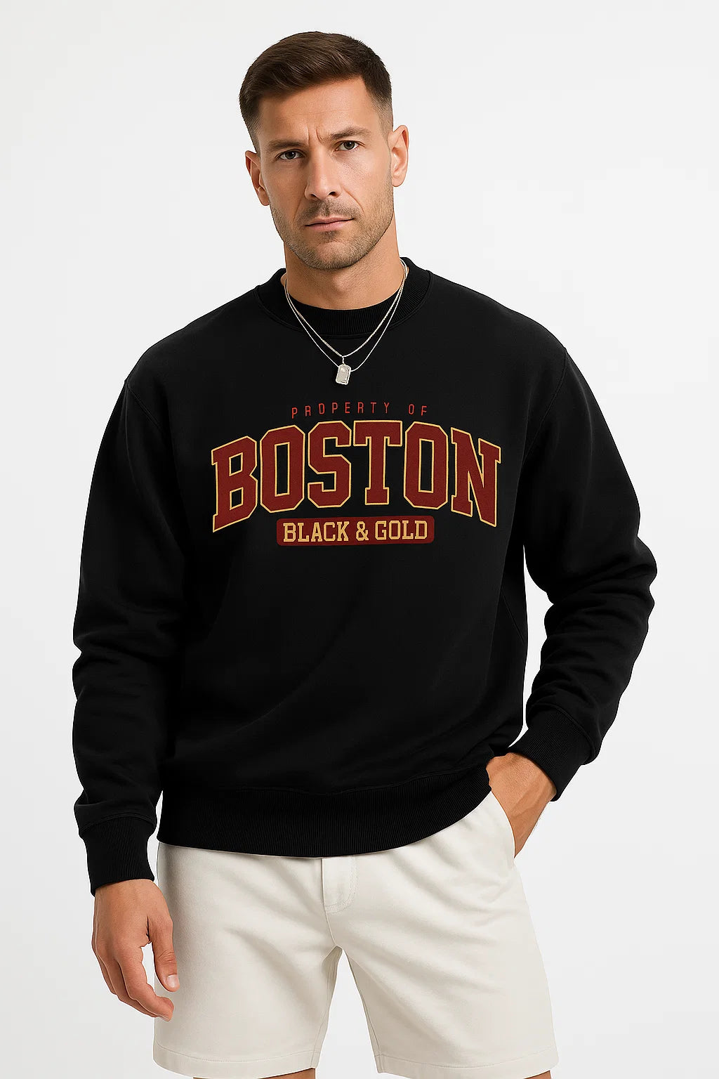 Mens Sweatshirt Cotton Blend Casual Crew Neck Ribbed Cuffs Comfort 5