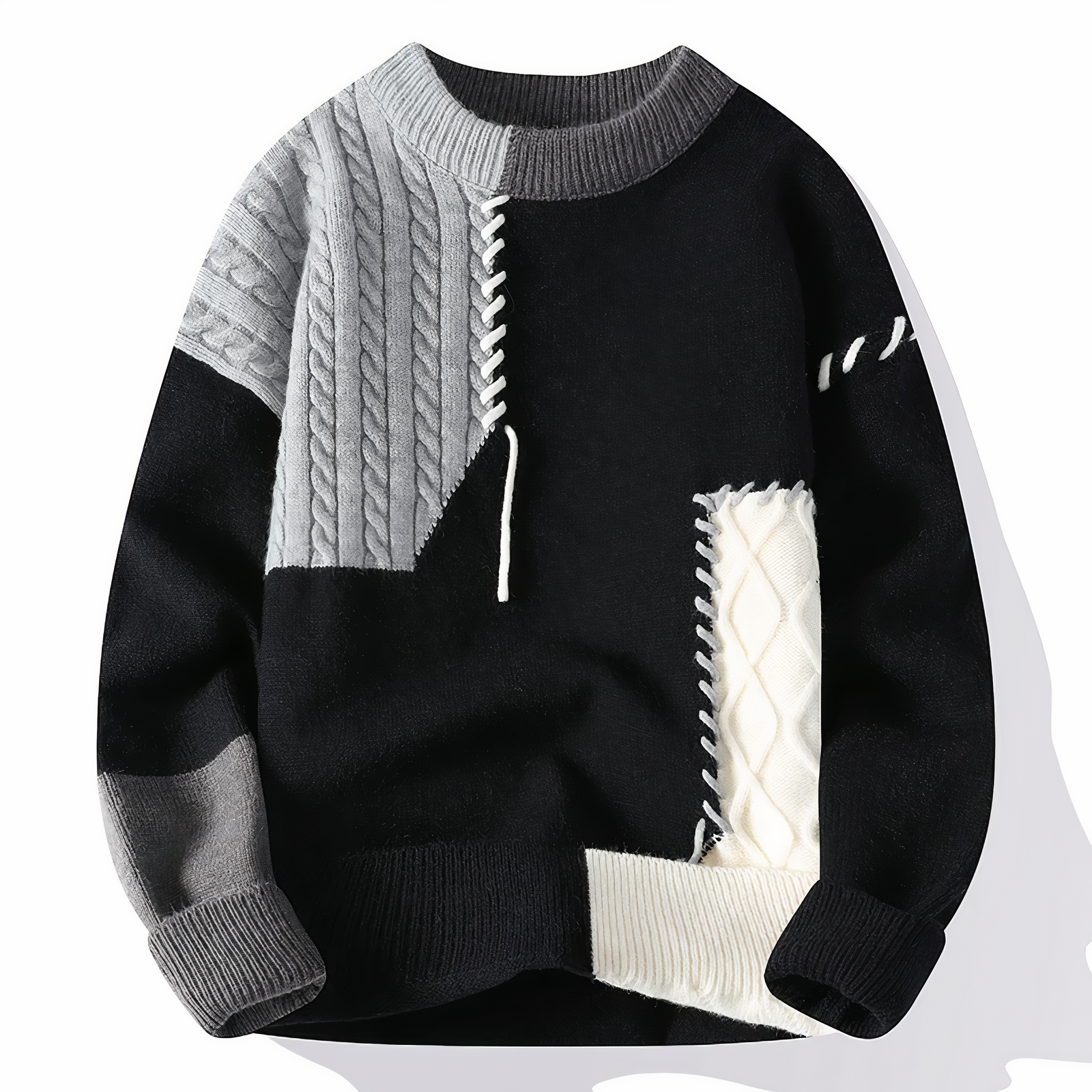 Ralph | Eleganter Patchwork Strickpullover