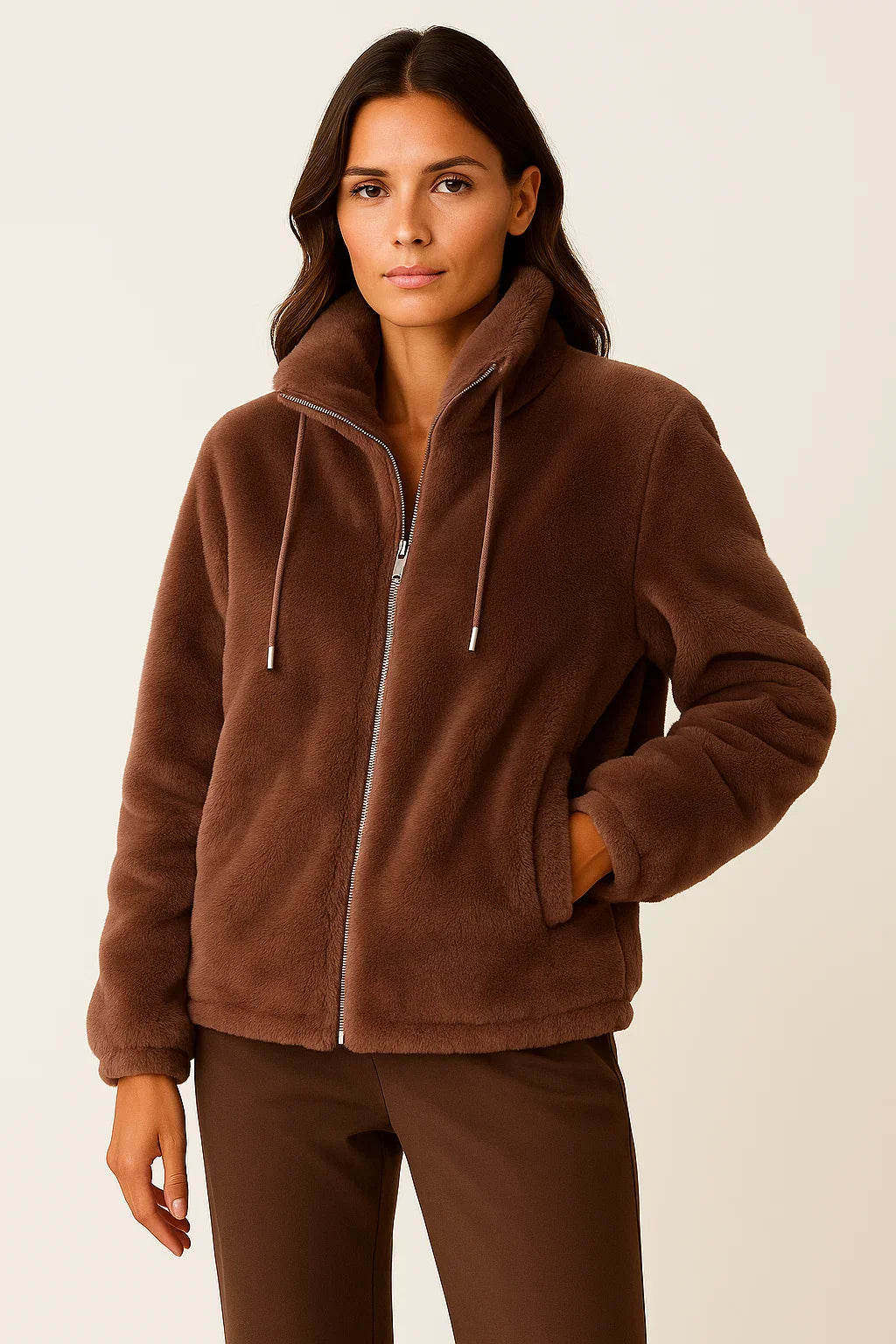 Lena | Weichem Teddy Stoff Winterjacke