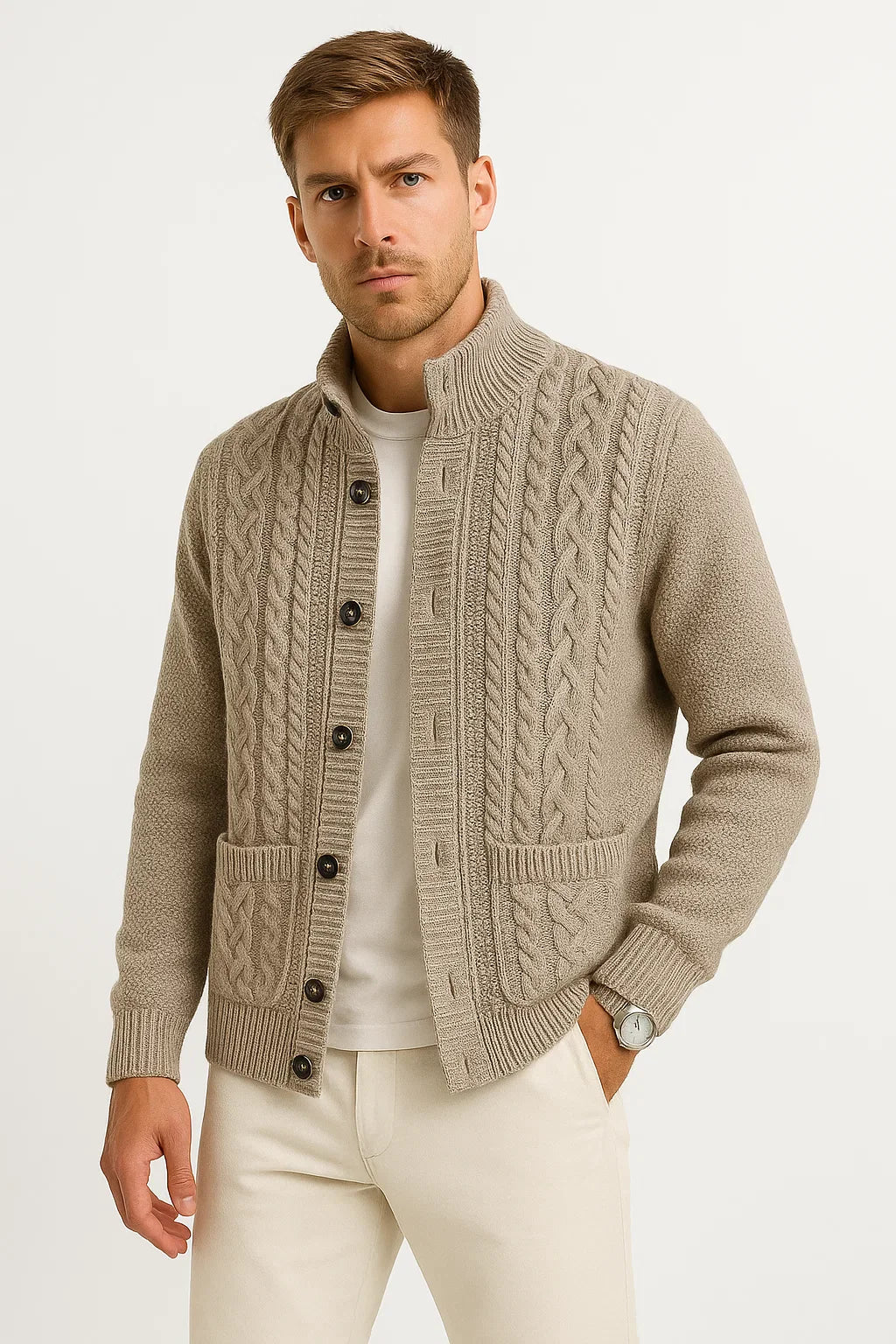 Andreas | Stilvoller Jacquard-Strickjacke