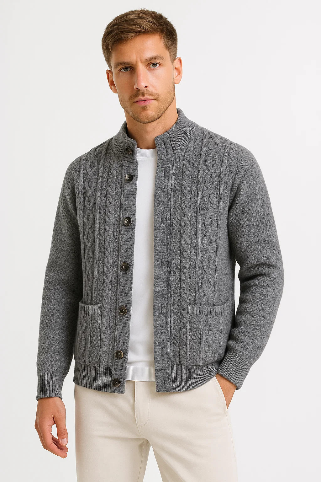 Andreas | Stilvoller Jacquard-Strickjacke