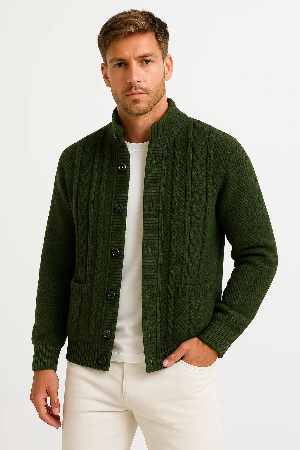 Andreas | Stilvoller Jacquard-Strickjacke