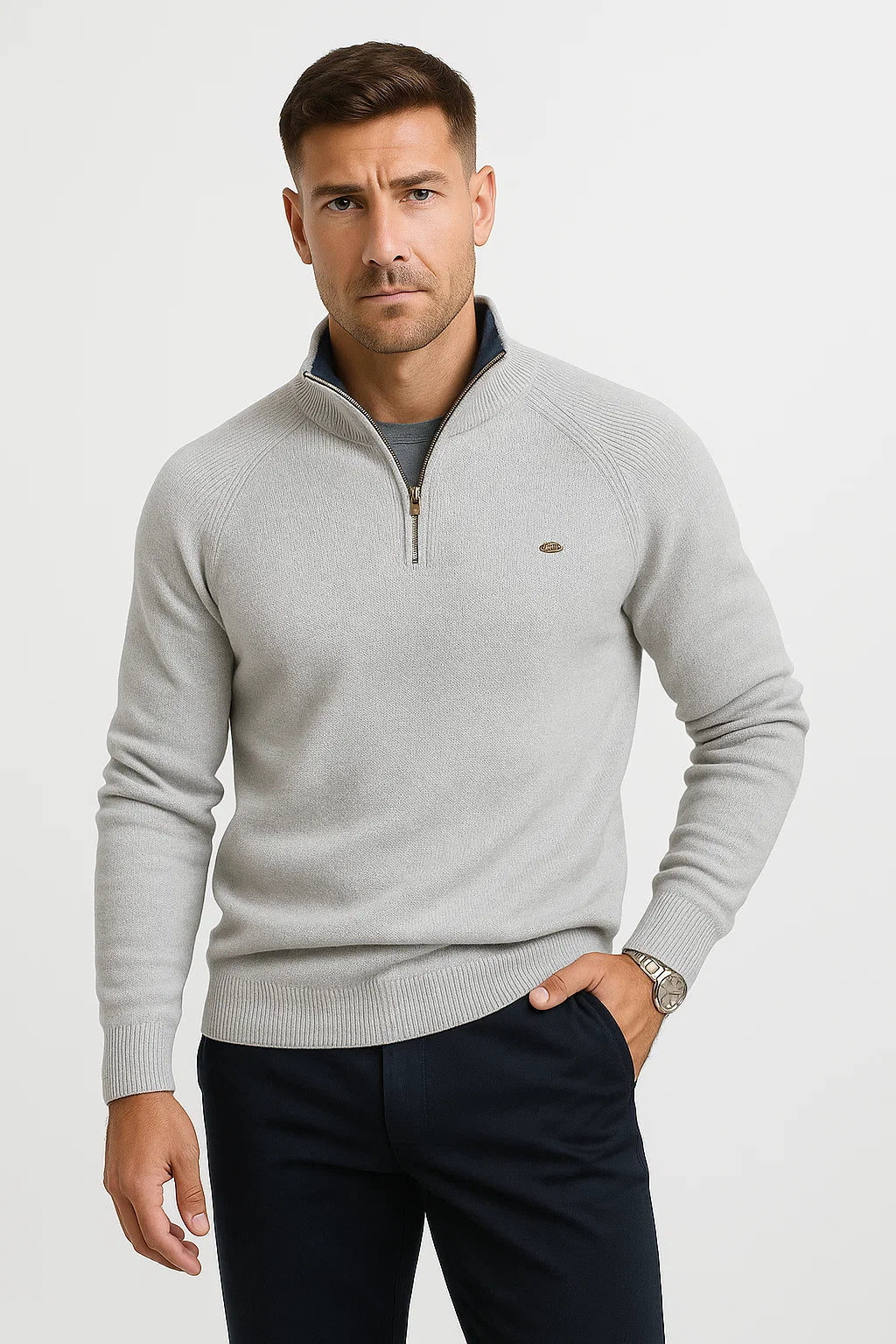 Pankraz | Bequemer Pullover mit Viertelreißverschluss